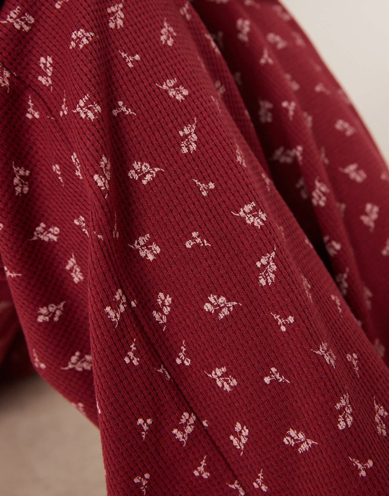 ASOS DESIGN printed ditsy waffle in burgundy - ASOS Sample Sale