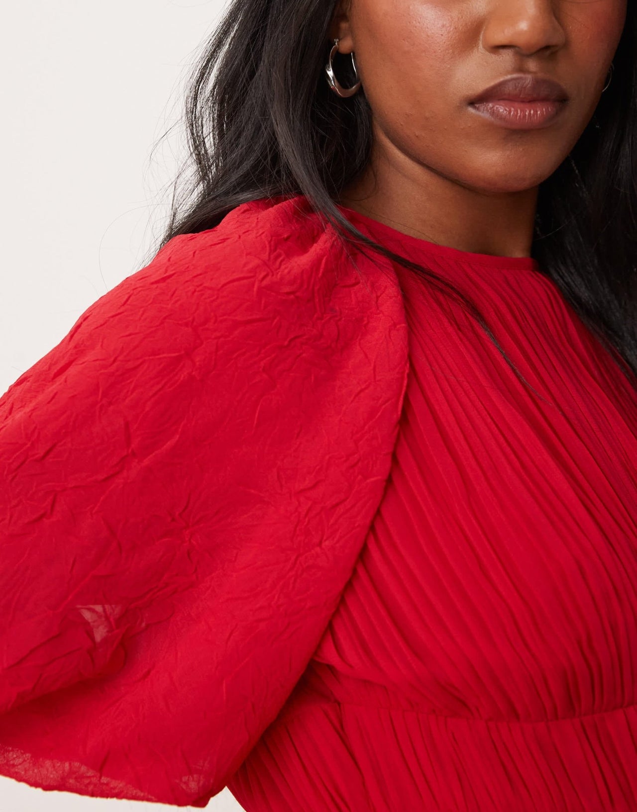 ASOS DESIGN puff sleeve mini dress with gauged waist in red - ASOS Sample Sale