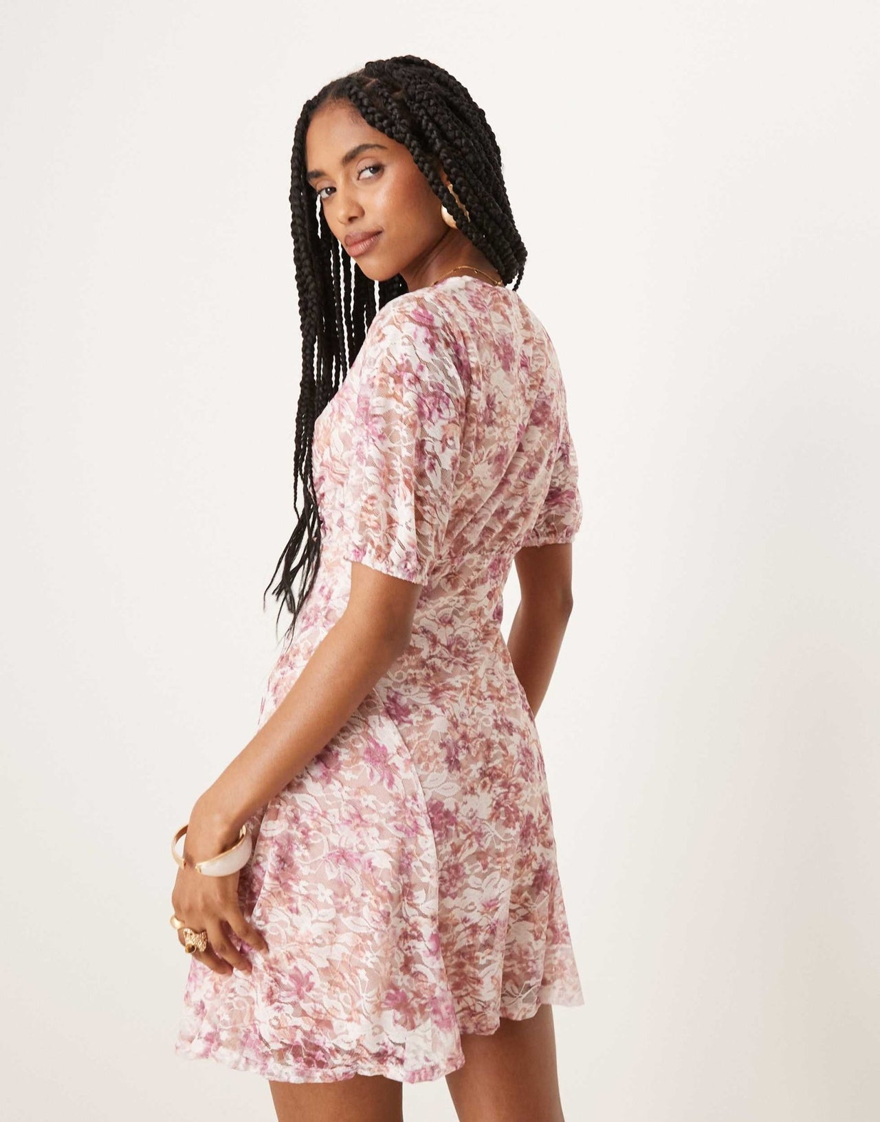 ASOS DESIGN puff sleeve mini tea dress in ditsy floral print - ASOS Sample Sale