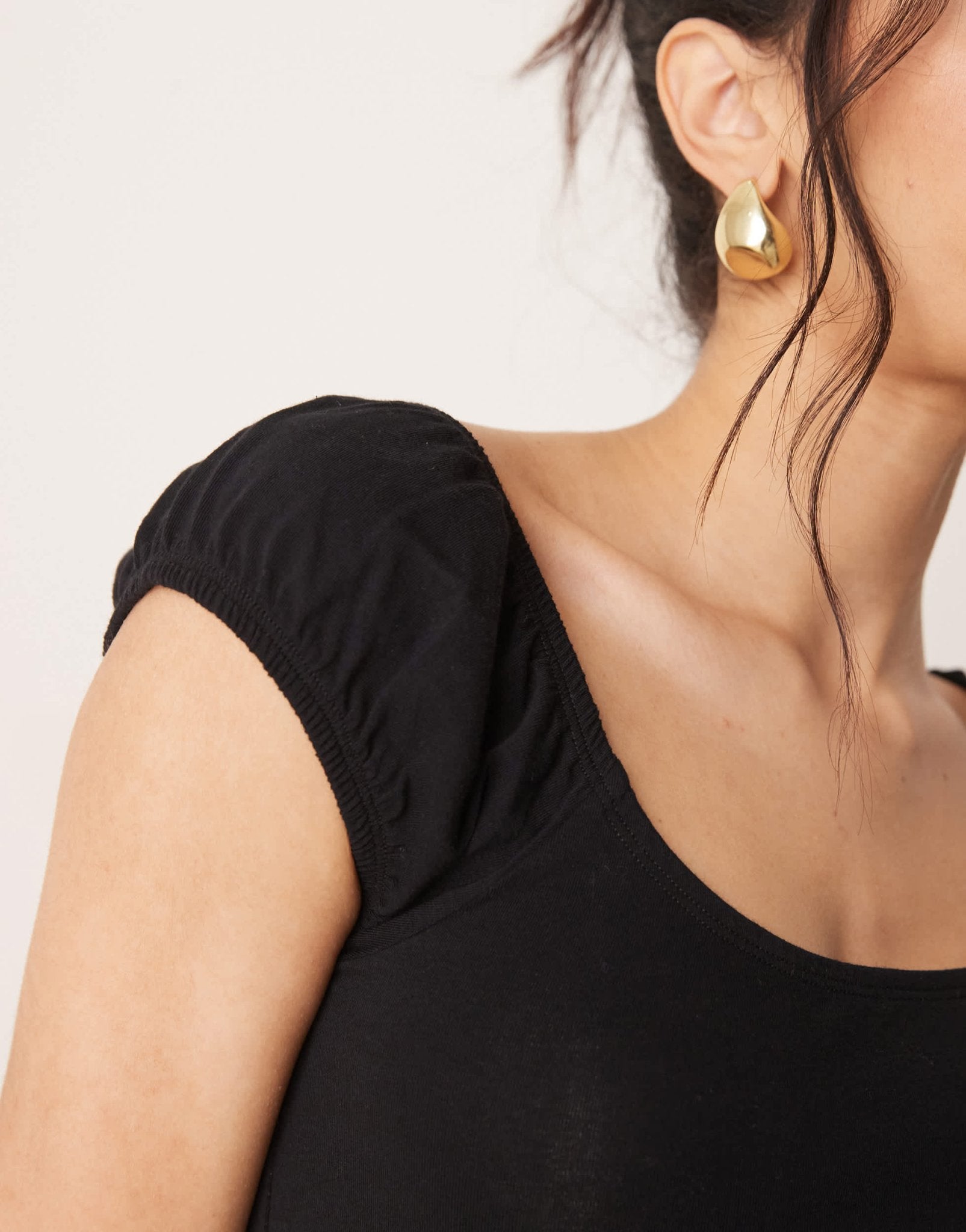 ASOS DESIGN puff sleeve sun top in black - ASOS Sample Sale