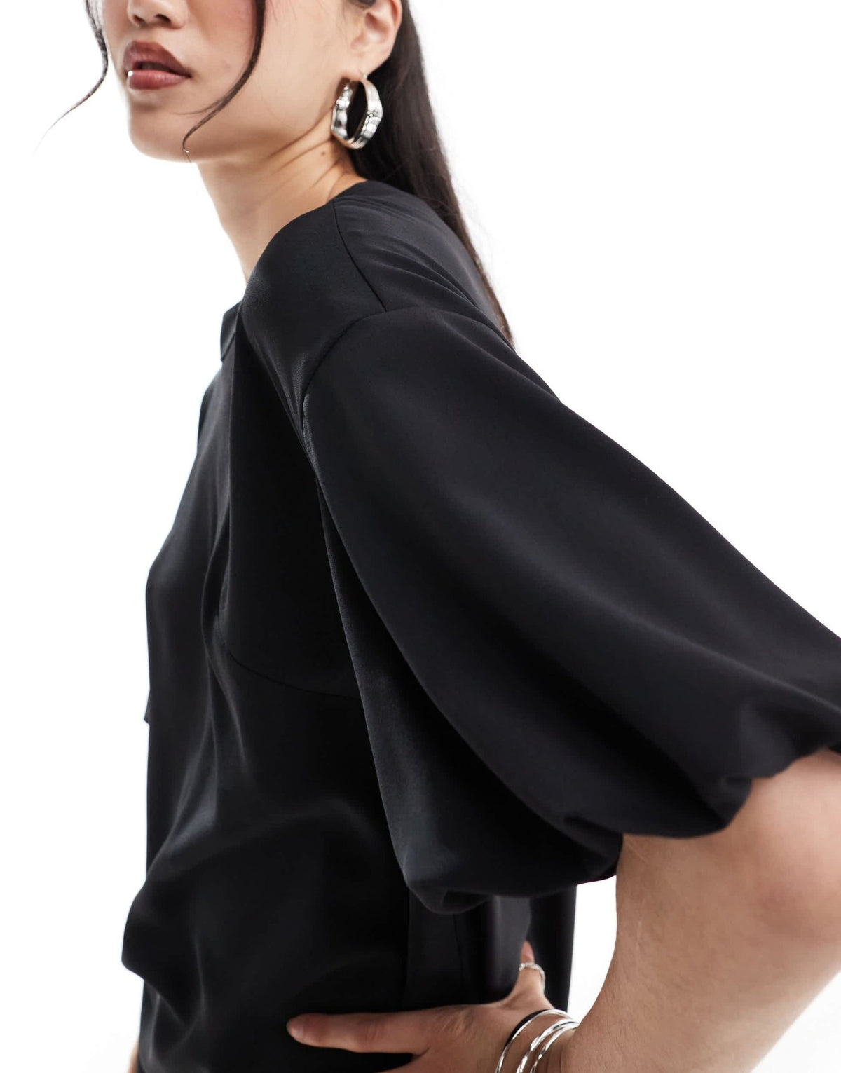 ASOS DESIGN puff sleeve t-shirt midi dress in black - ASOS Sample Sale