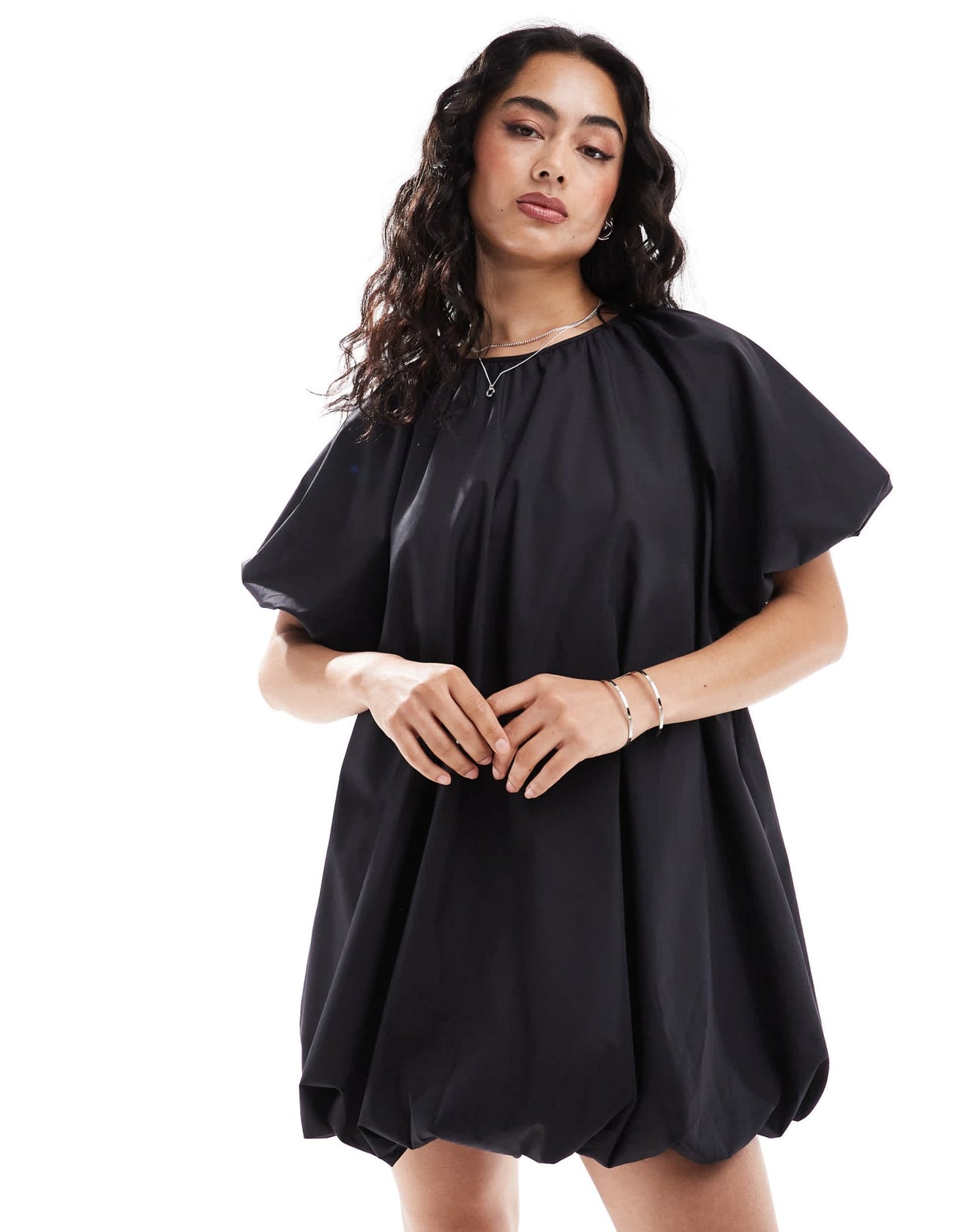 ASOS DESIGN puffball smock mini dress in black - ASOS Sample Sale