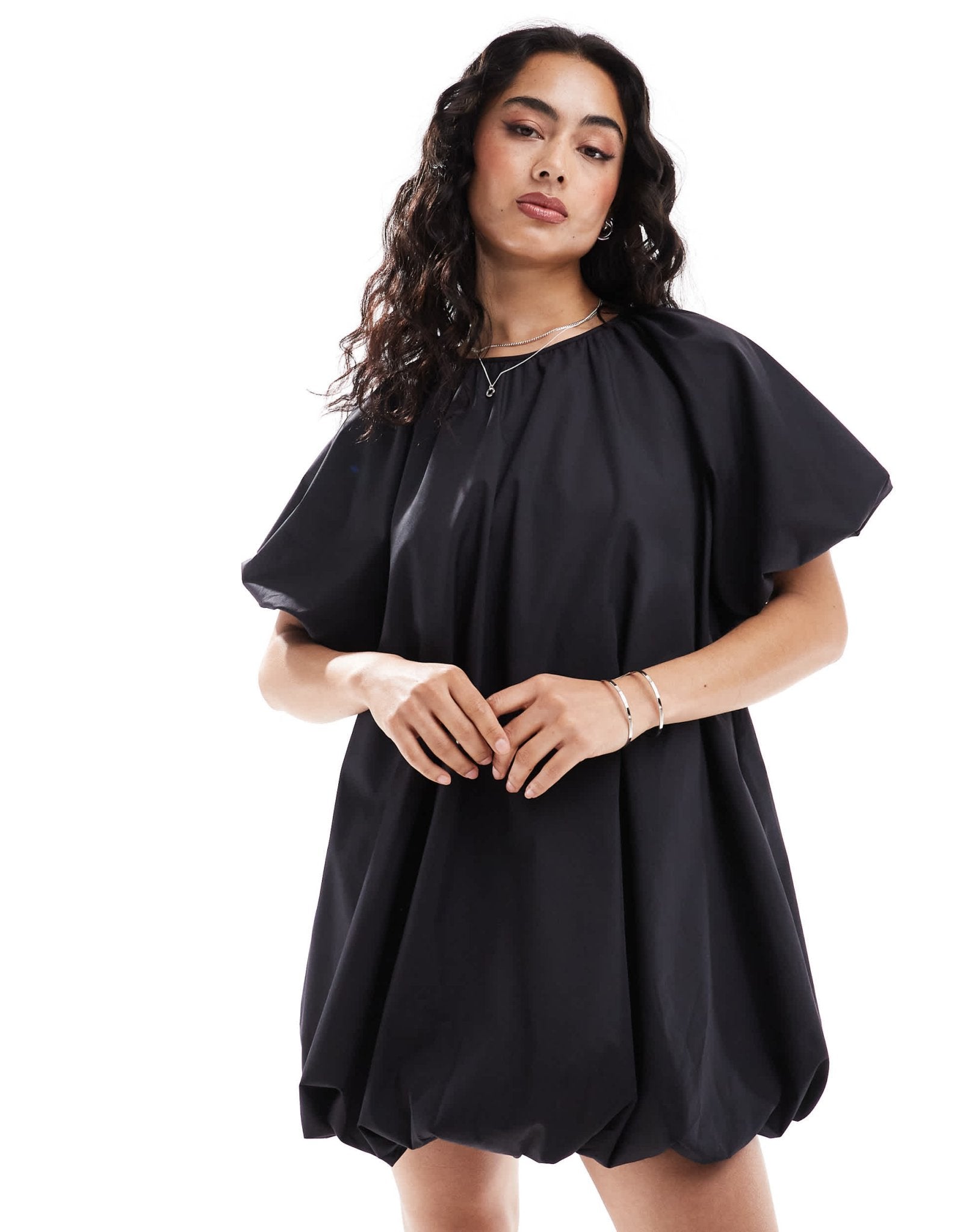 ASOS DESIGN puffball smock mini dress in black - ASOS Sample Sale