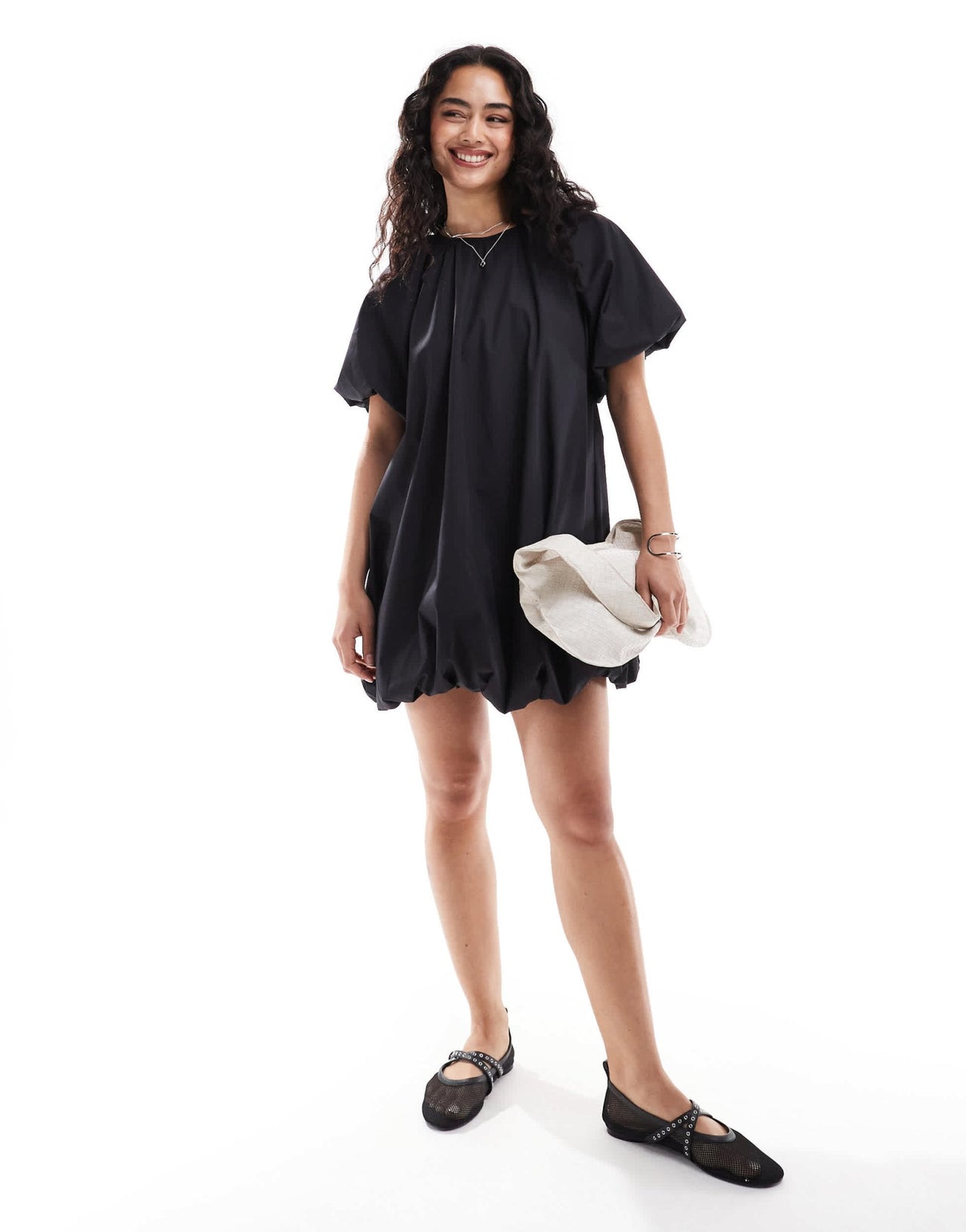 ASOS DESIGN puffball smock mini dress in black - ASOS Sample Sale