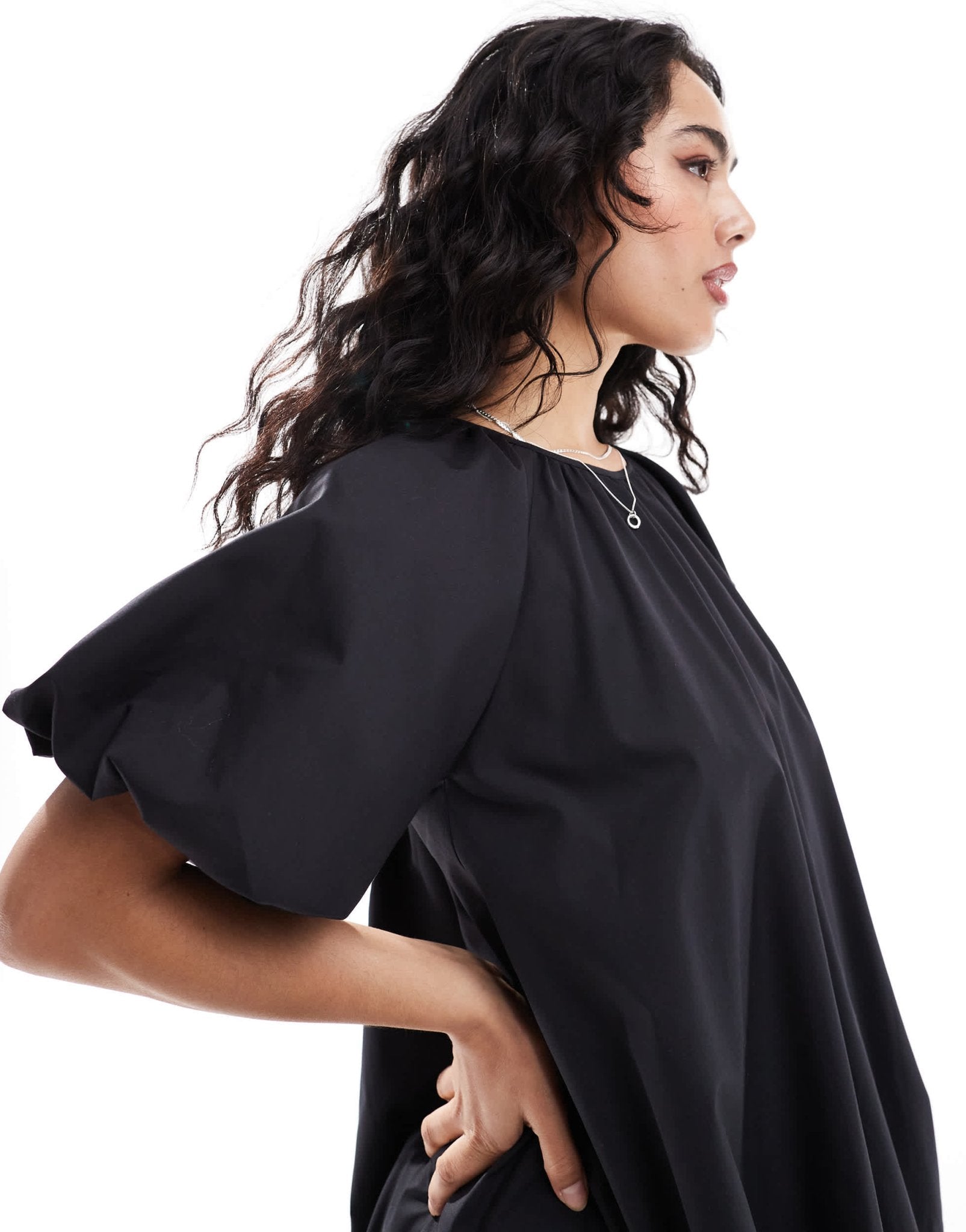 ASOS DESIGN puffball smock mini dress in black - ASOS Sample Sale