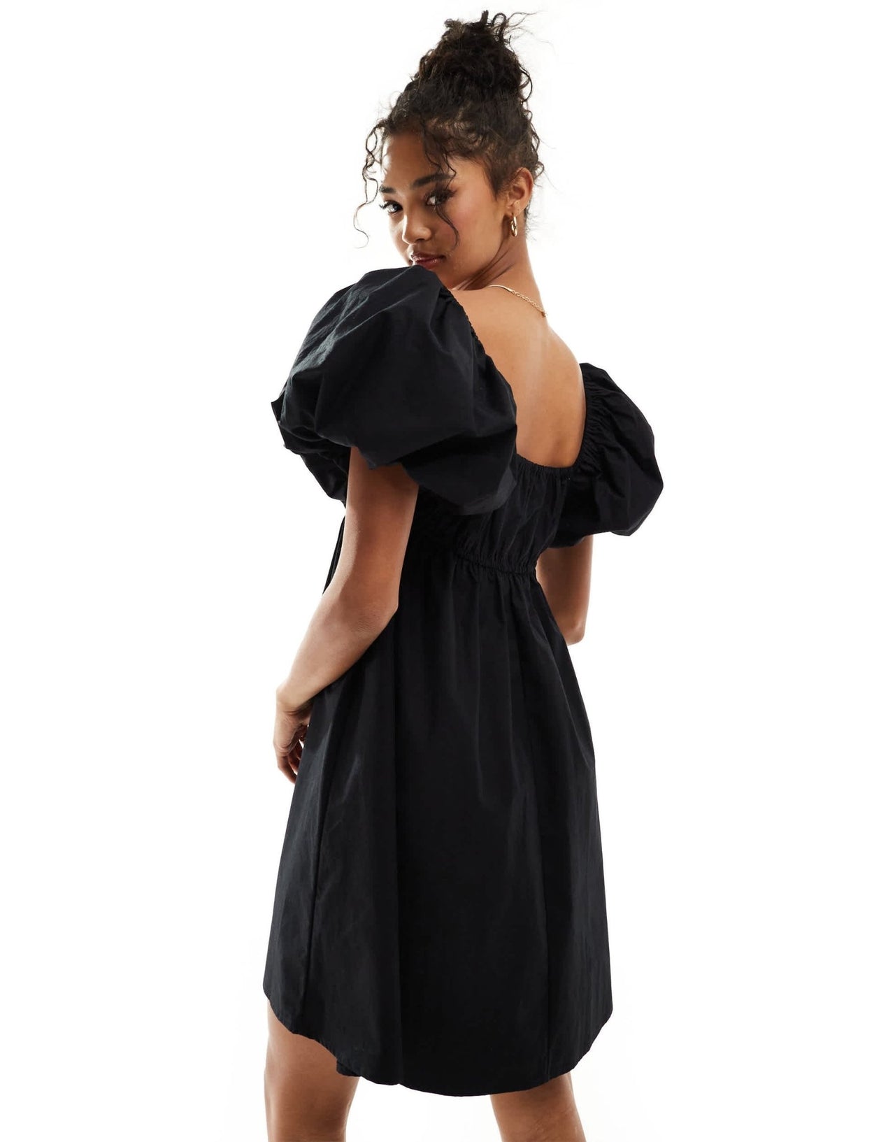 ASOS DESIGN puffed sleeve smock mini dress in black - ASOS Sample Sale