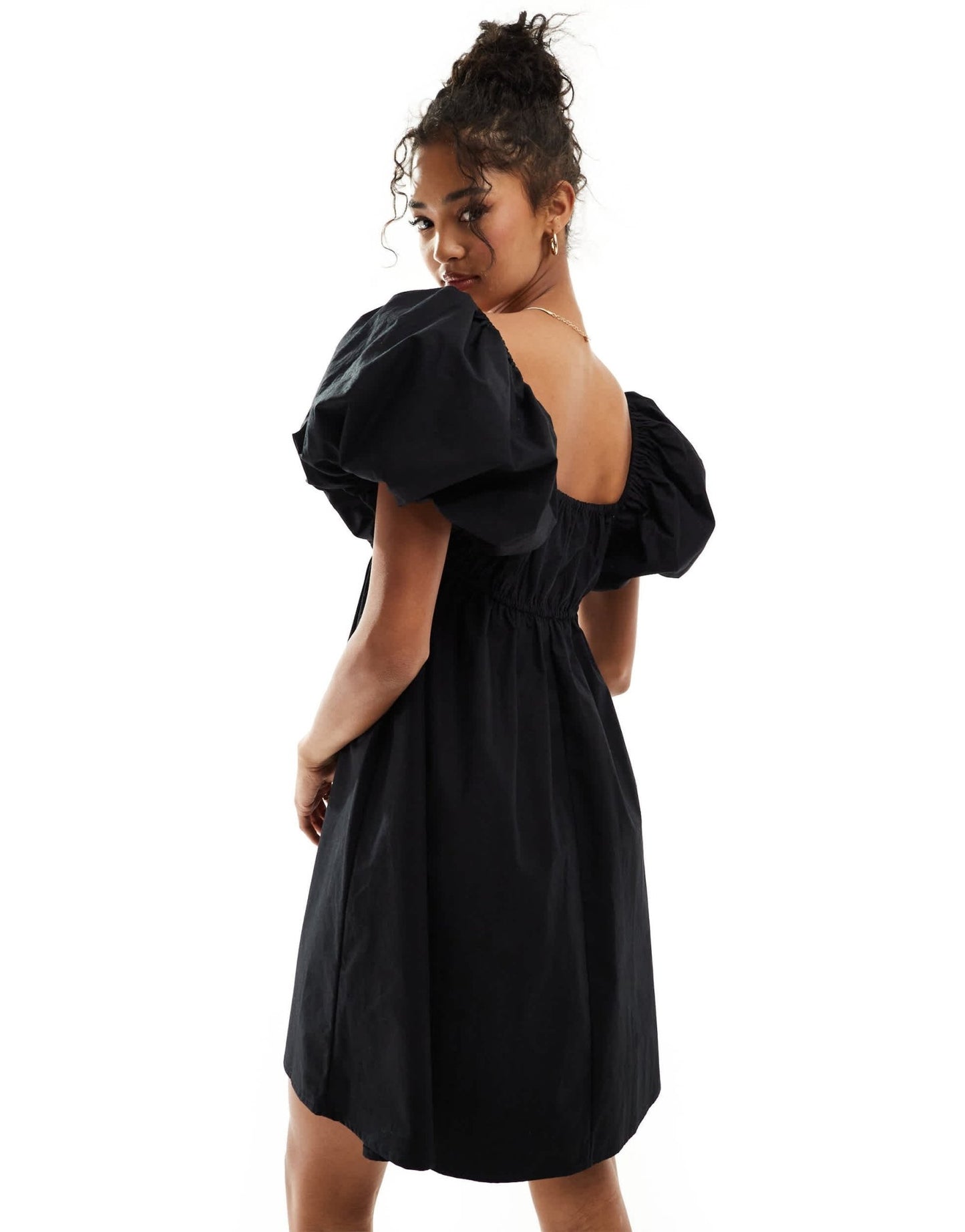 ASOS DESIGN puffed sleeve smock mini dress in black - ASOS Sample Sale