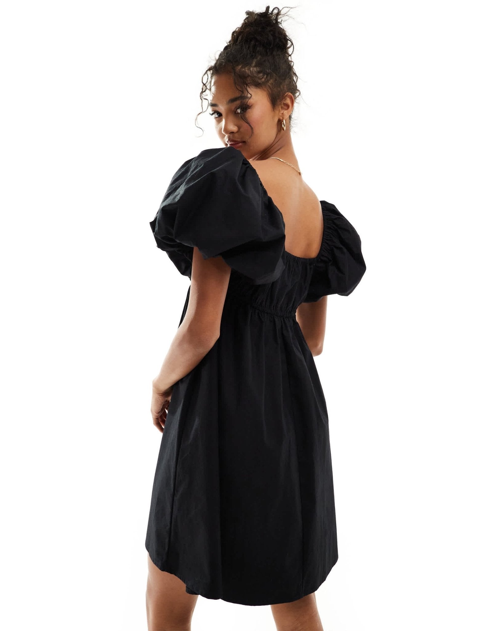 ASOS DESIGN puffed sleeve smock mini dress in black - ASOS Sample Sale