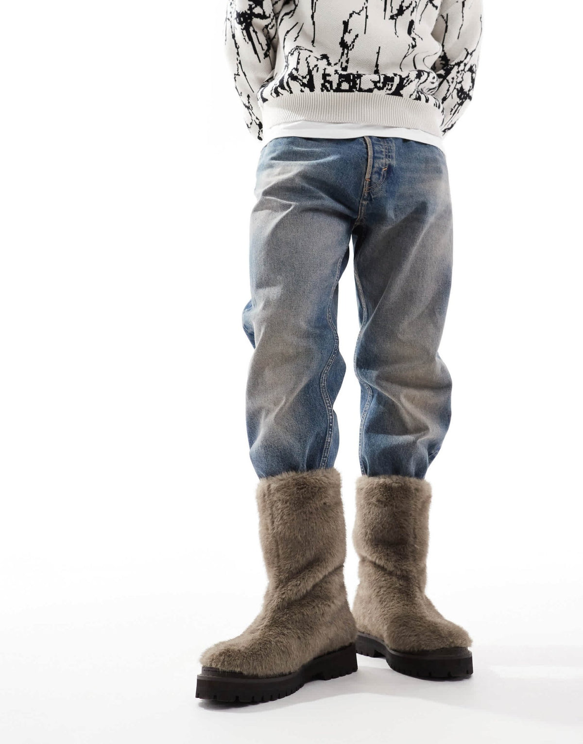 ASOS DESIGN pull on boots in brown faux fur - ASOS Sample Sale