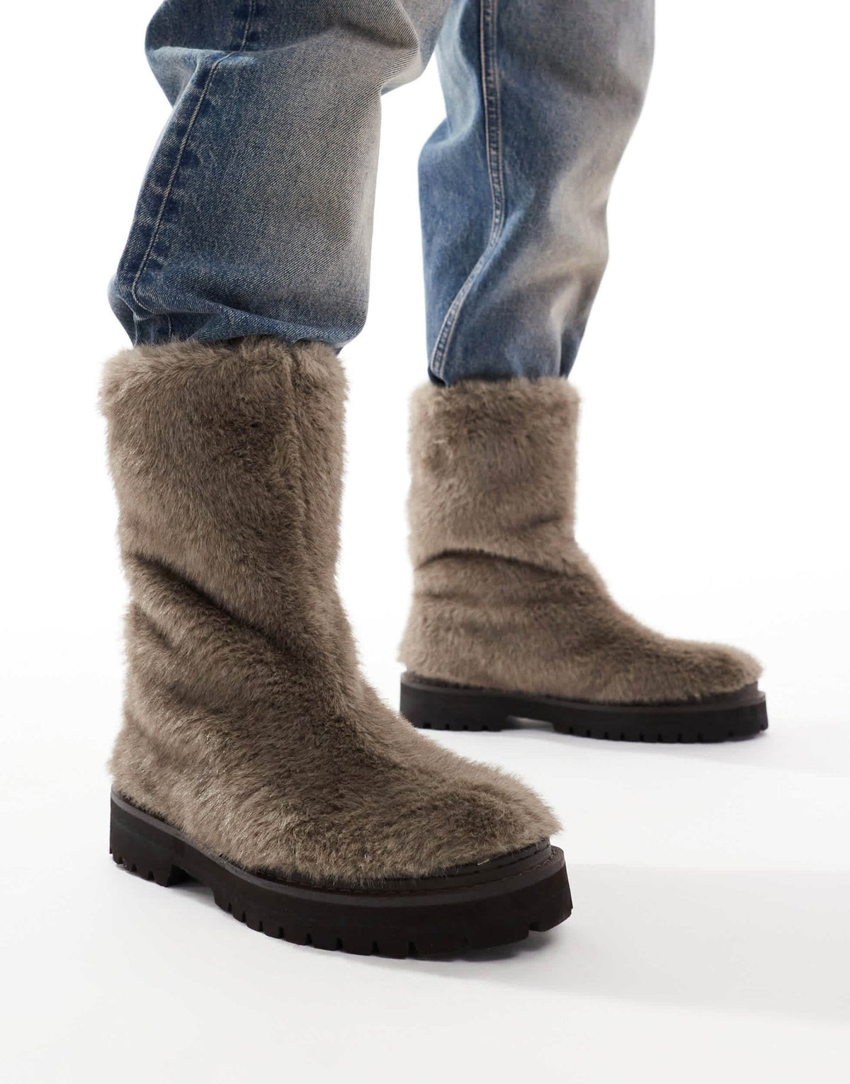 ASOS DESIGN pull on boots in brown faux fur - ASOS Sample Sale