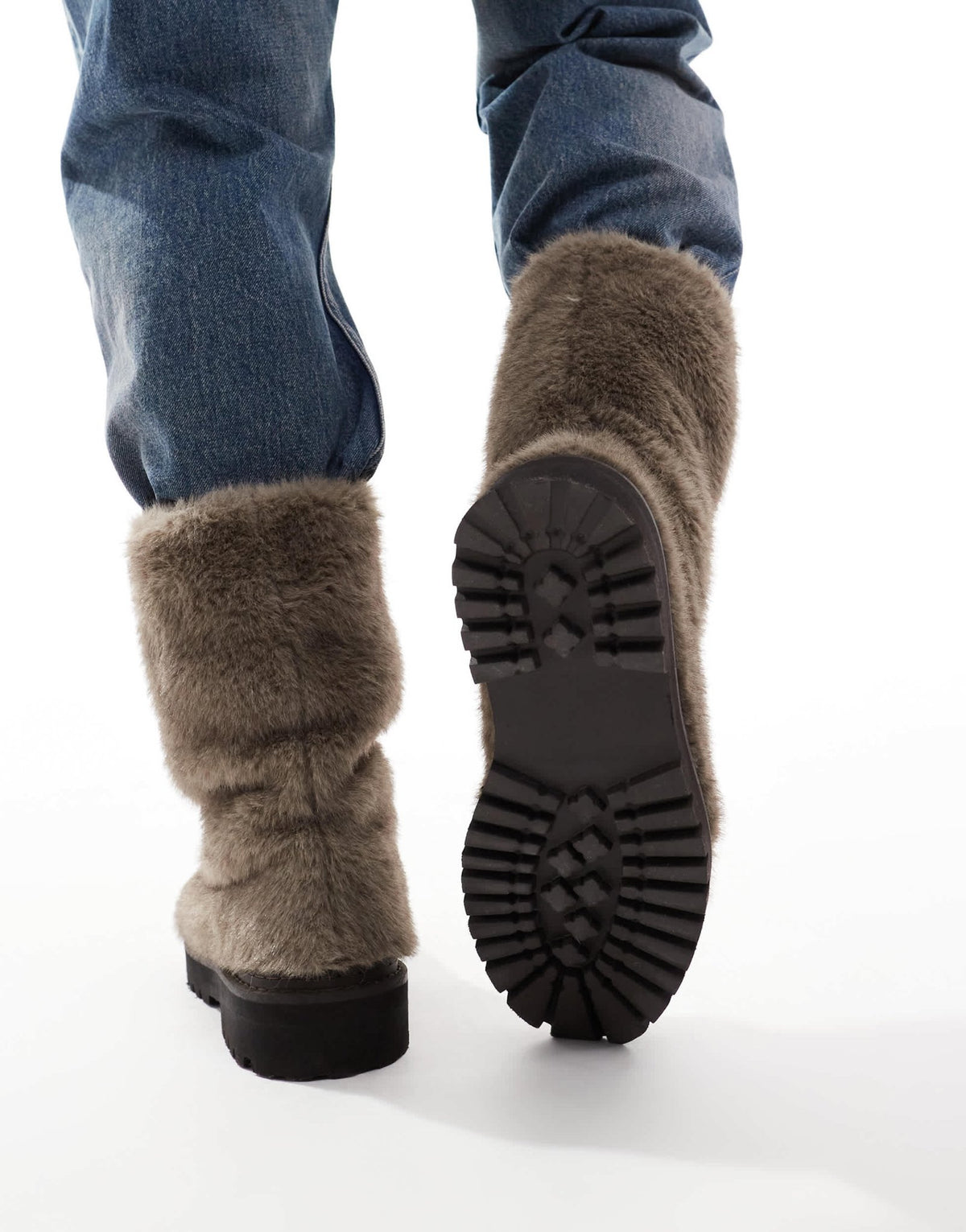 ASOS DESIGN pull on boots in brown faux fur - ASOS Sample Sale