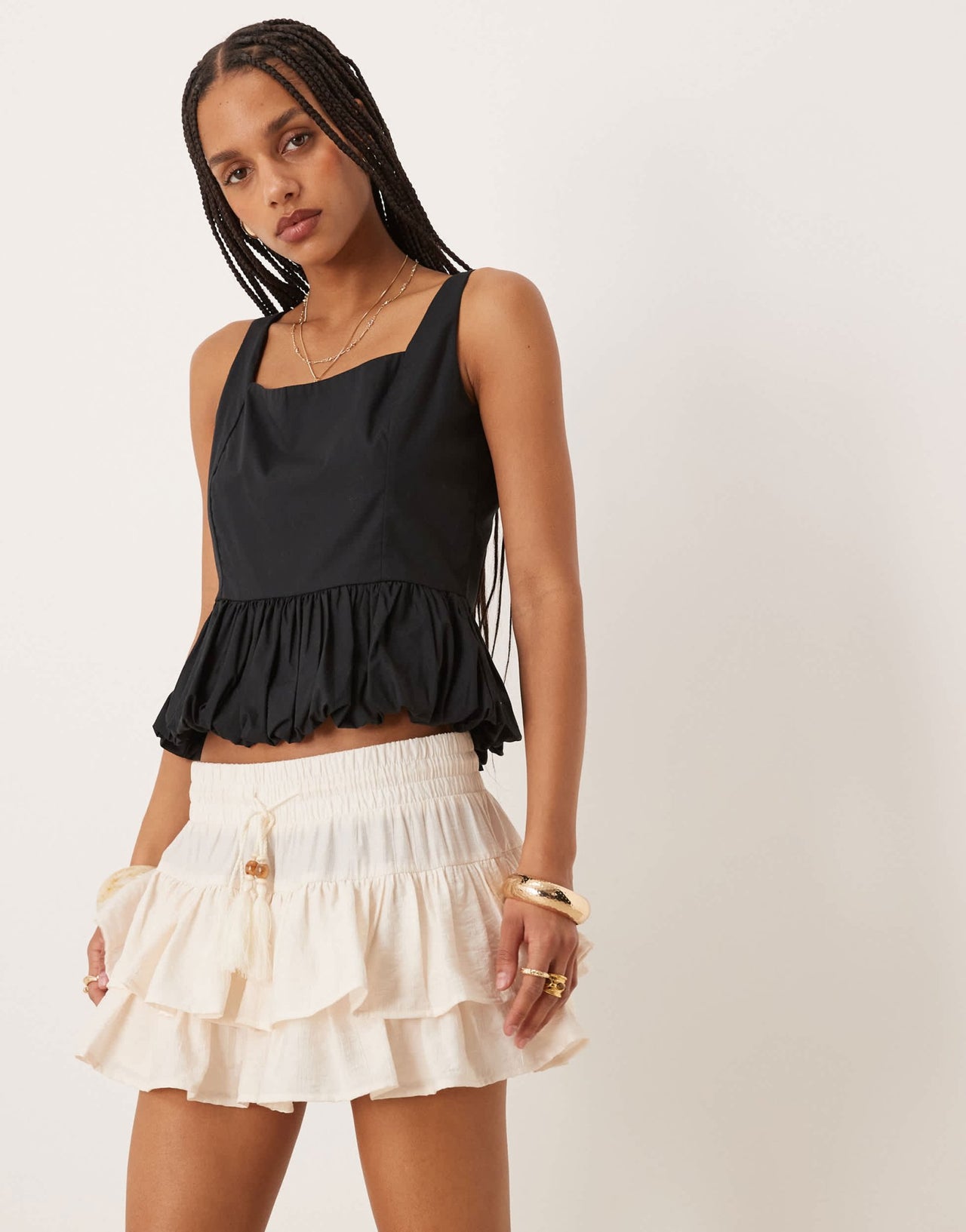 ASOS DESIGN pull on knicker shorts with ruffle detail in cream - ASOS Sample Sale