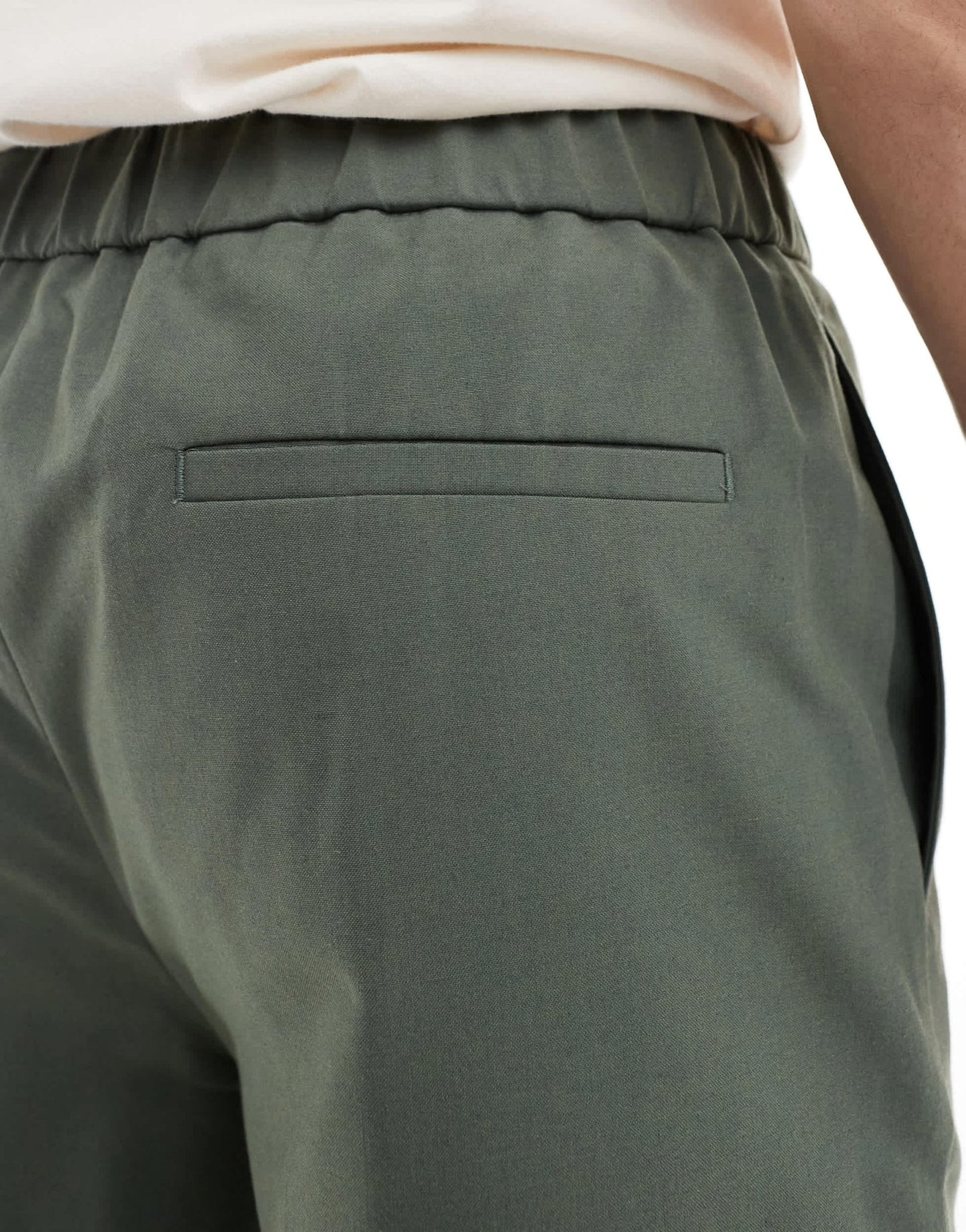 ASOS DESIGN pull on smart straight leg trousers in olive green - ASOS Sample Sale