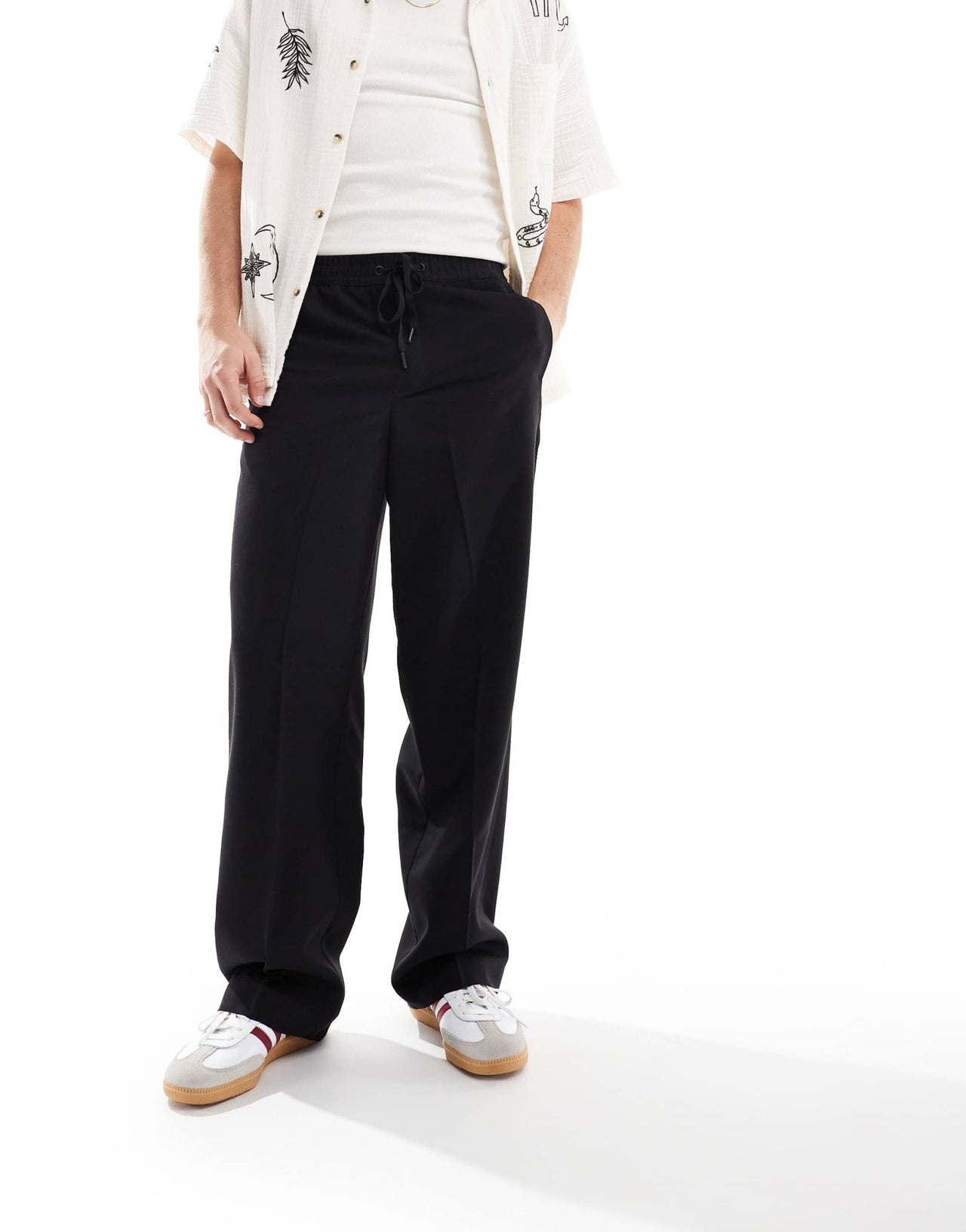 ASOS DESIGN pull on smart wide leg trousers in black - ASOS Sample Sale