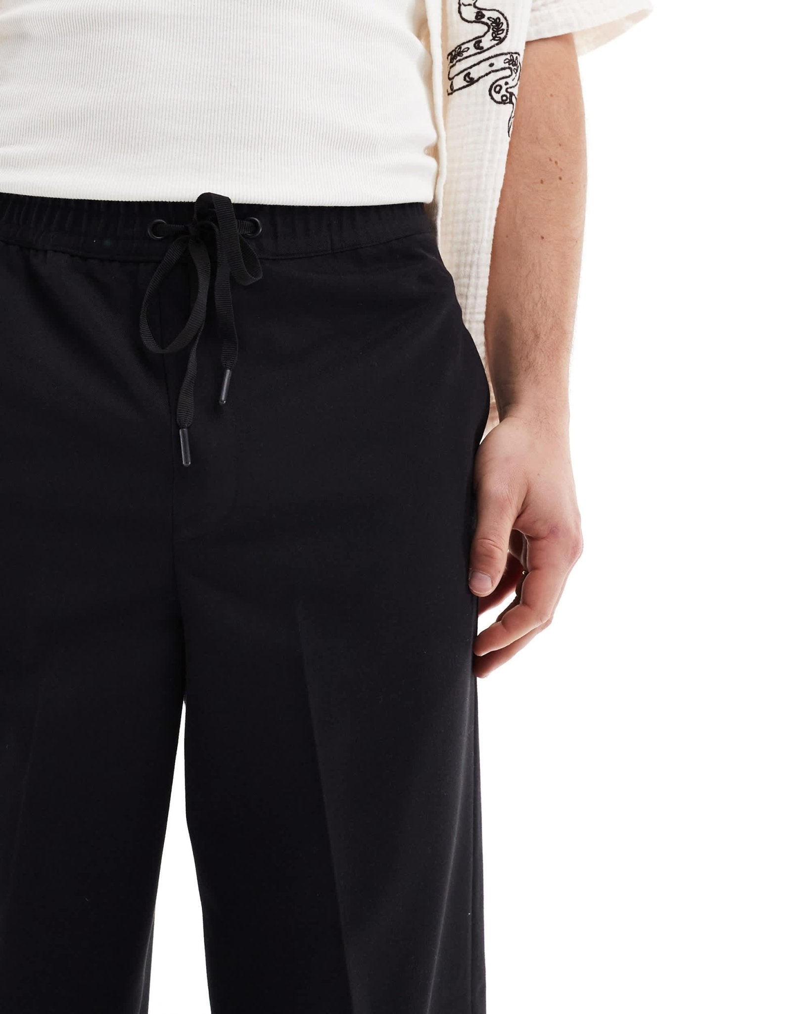 ASOS DESIGN pull on smart wide leg trousers in black - ASOS Sample Sale