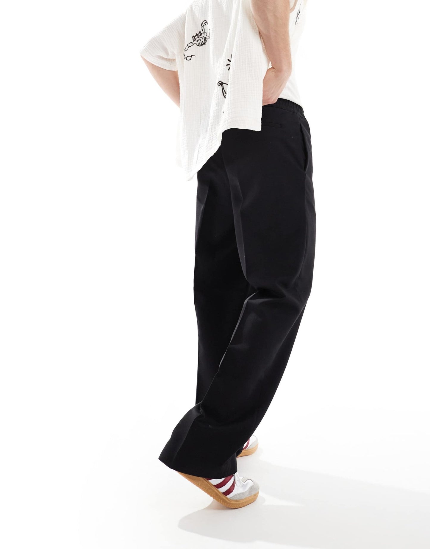 ASOS DESIGN pull on smart wide leg trousers in black - ASOS Sample Sale