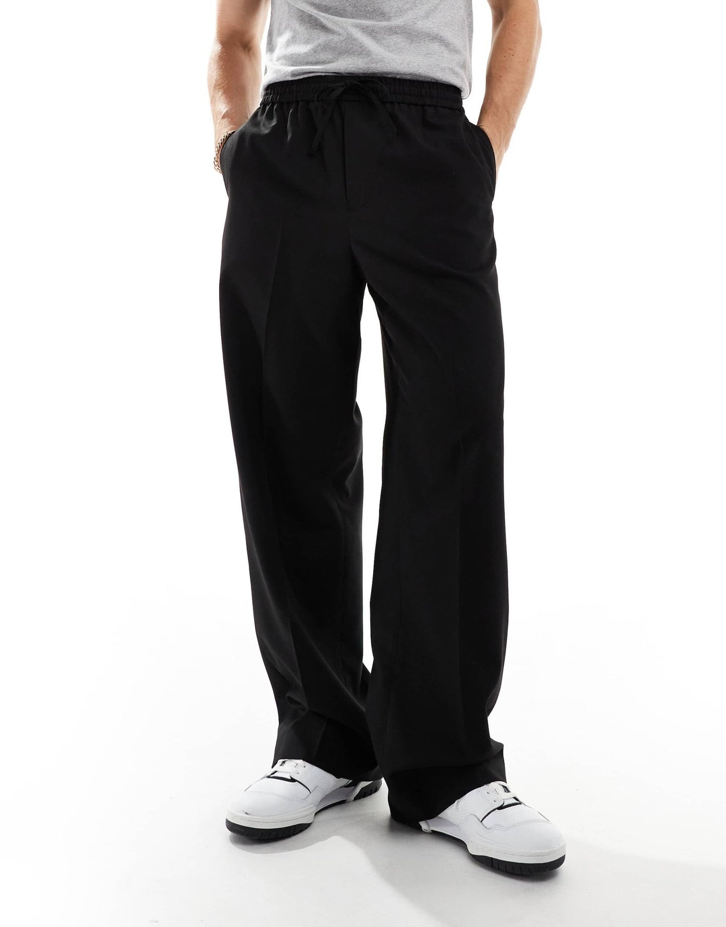 ASOS DESIGN pull on smart wide leg trousers in black - ASOS Sample Sale