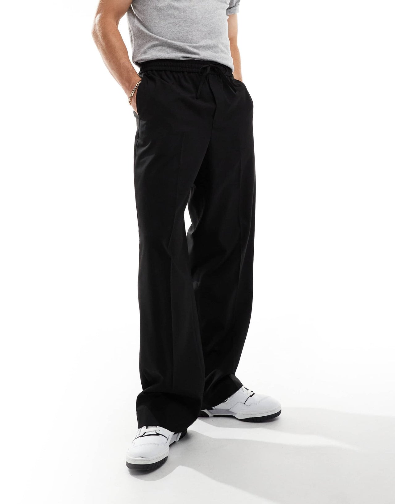 ASOS DESIGN pull on smart wide leg trousers in black - ASOS Sample Sale