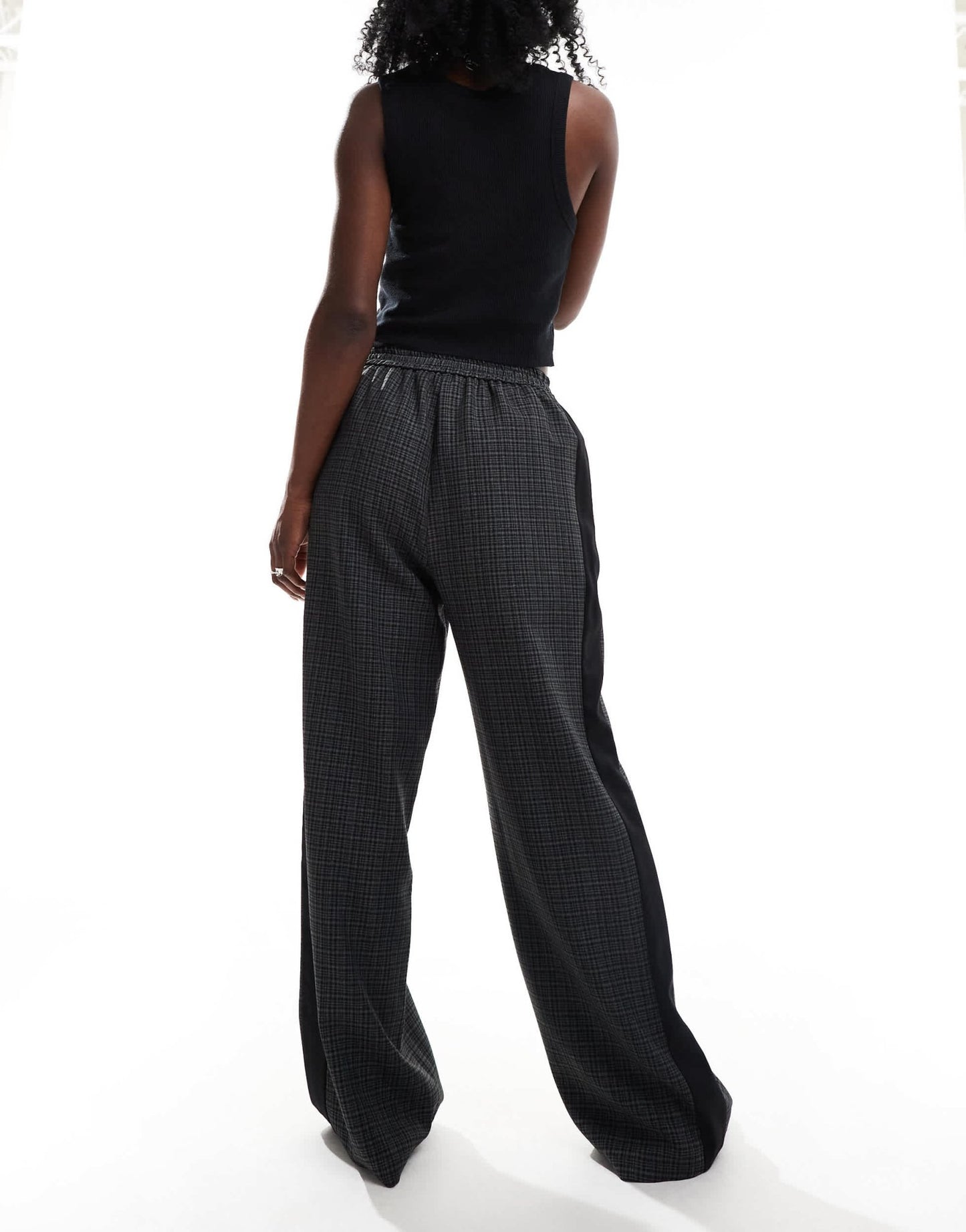 ASOS DESIGN pull on trouser with contrast panel in grey check - ASOS Sample Sale