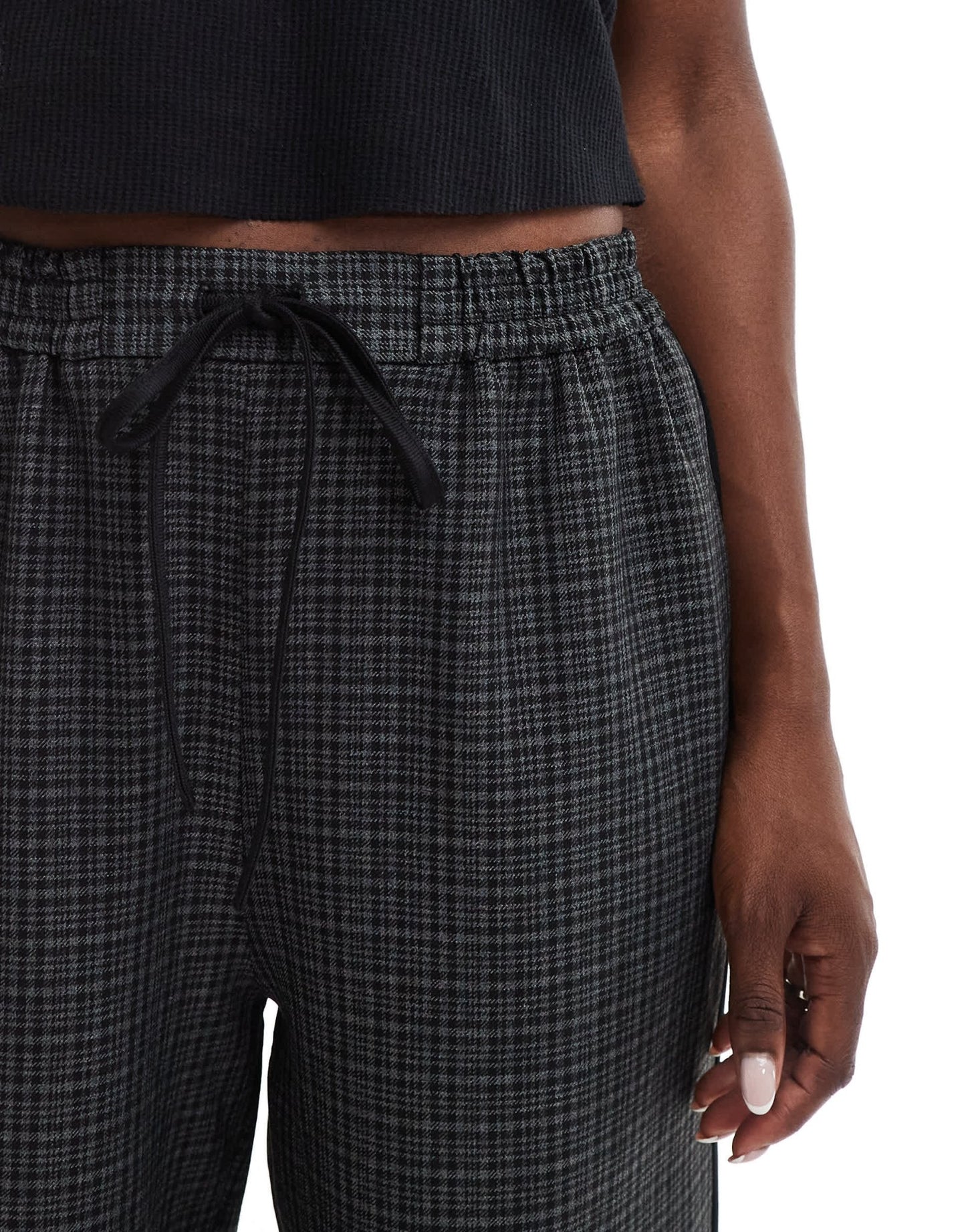 ASOS DESIGN pull on trouser with contrast panel in grey check - ASOS Sample Sale