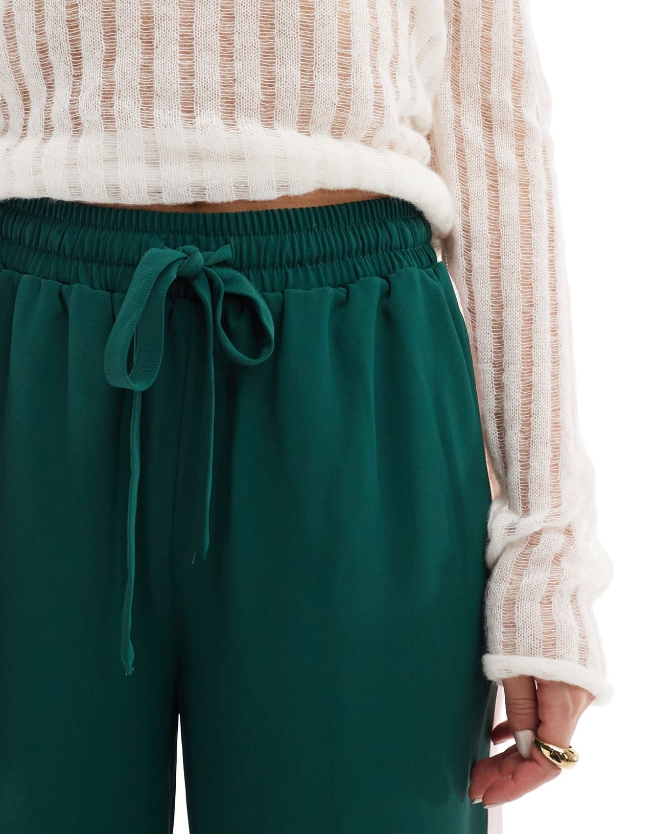 ASOS DESIGN pull on trousers with contrast panel in forest green - ASOS Sample Sale