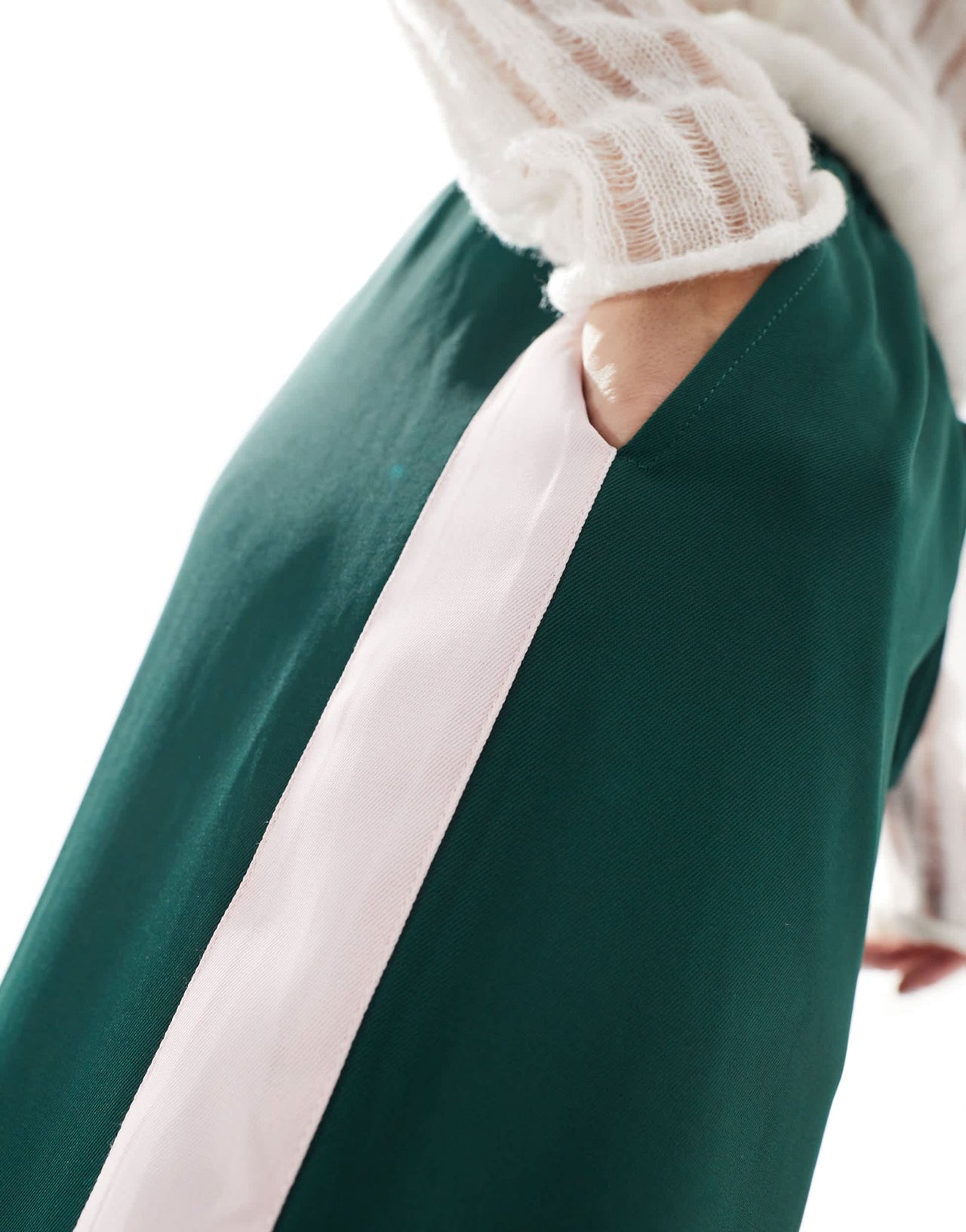 ASOS DESIGN pull on trousers with contrast panel in forest green - ASOS Sample Sale