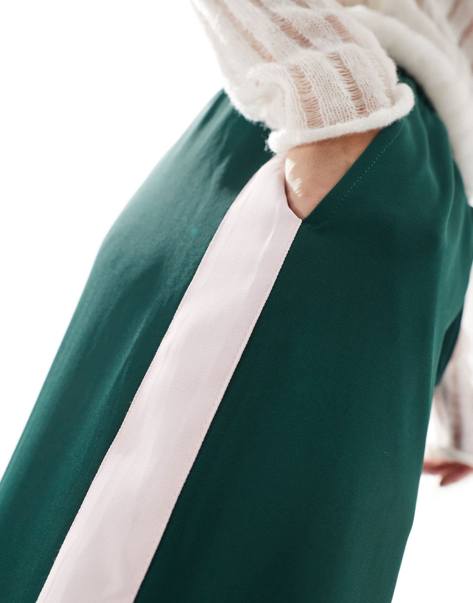 ASOS DESIGN pull on trousers with contrast panel in forest green - ASOS Sample Sale