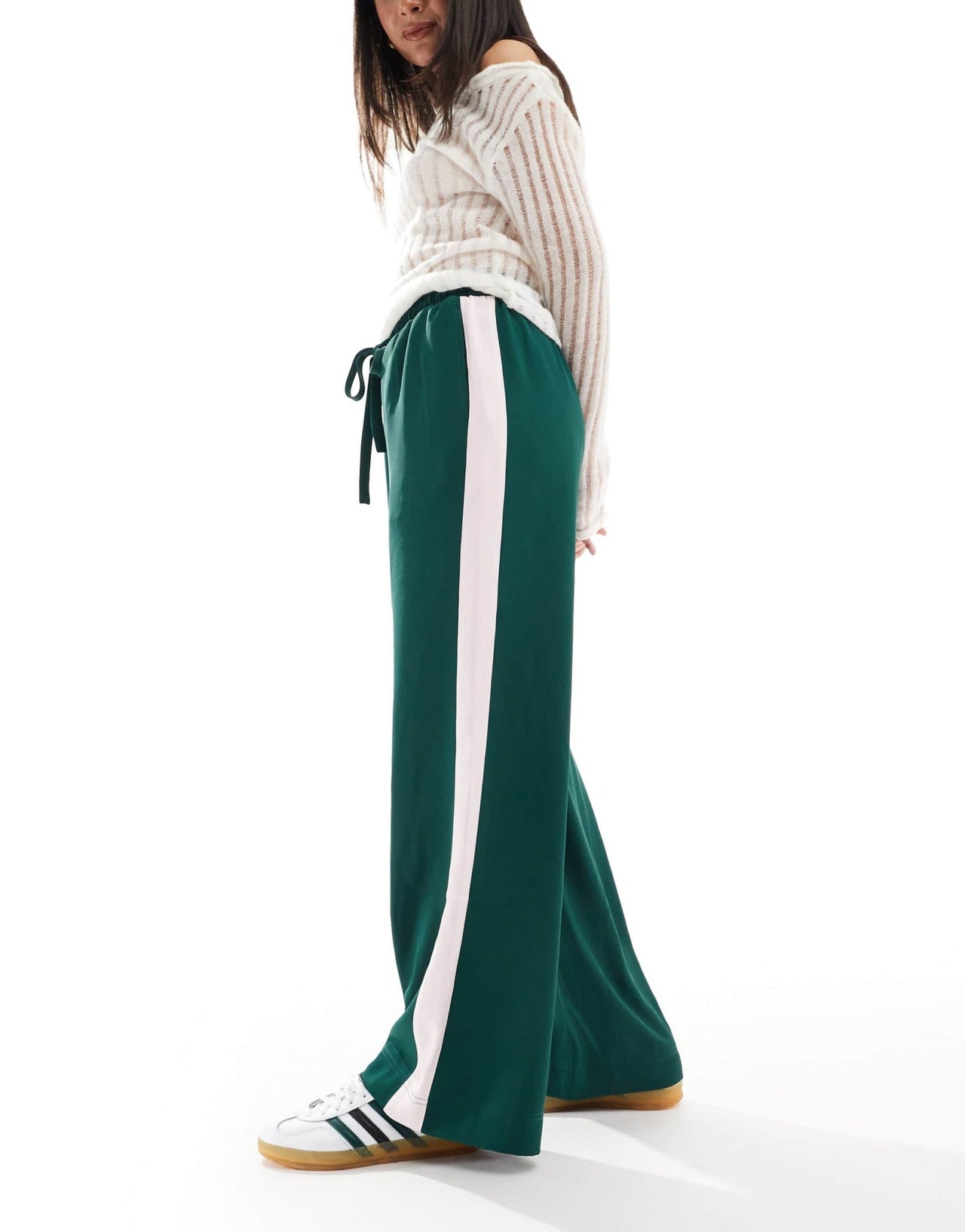 ASOS DESIGN pull on trousers with contrast panel in forest green - ASOS Sample Sale