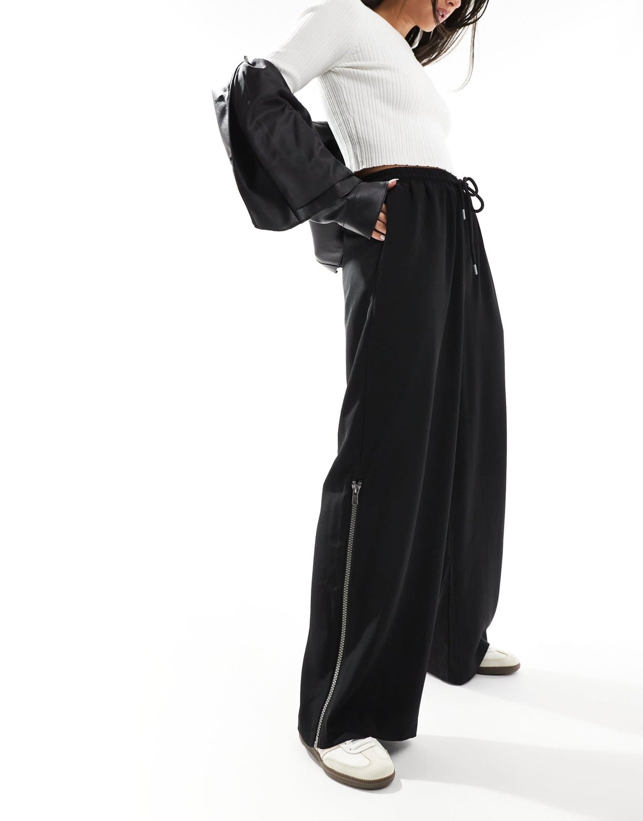 ASOS DESIGN pull on trousers with side zip detail in black - ASOS Sample Sale