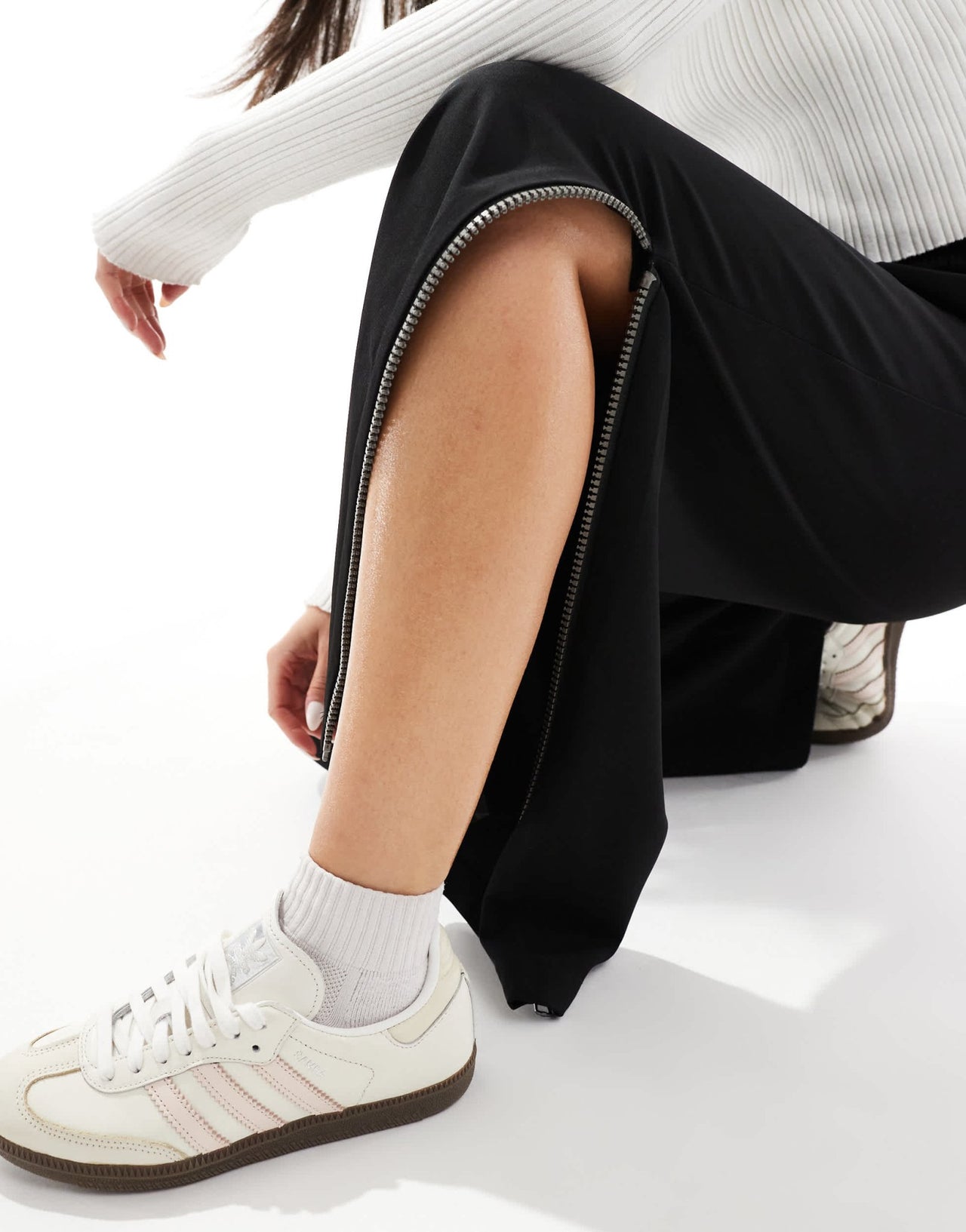 ASOS DESIGN pull on trousers with side zip detail in black - ASOS Sample Sale