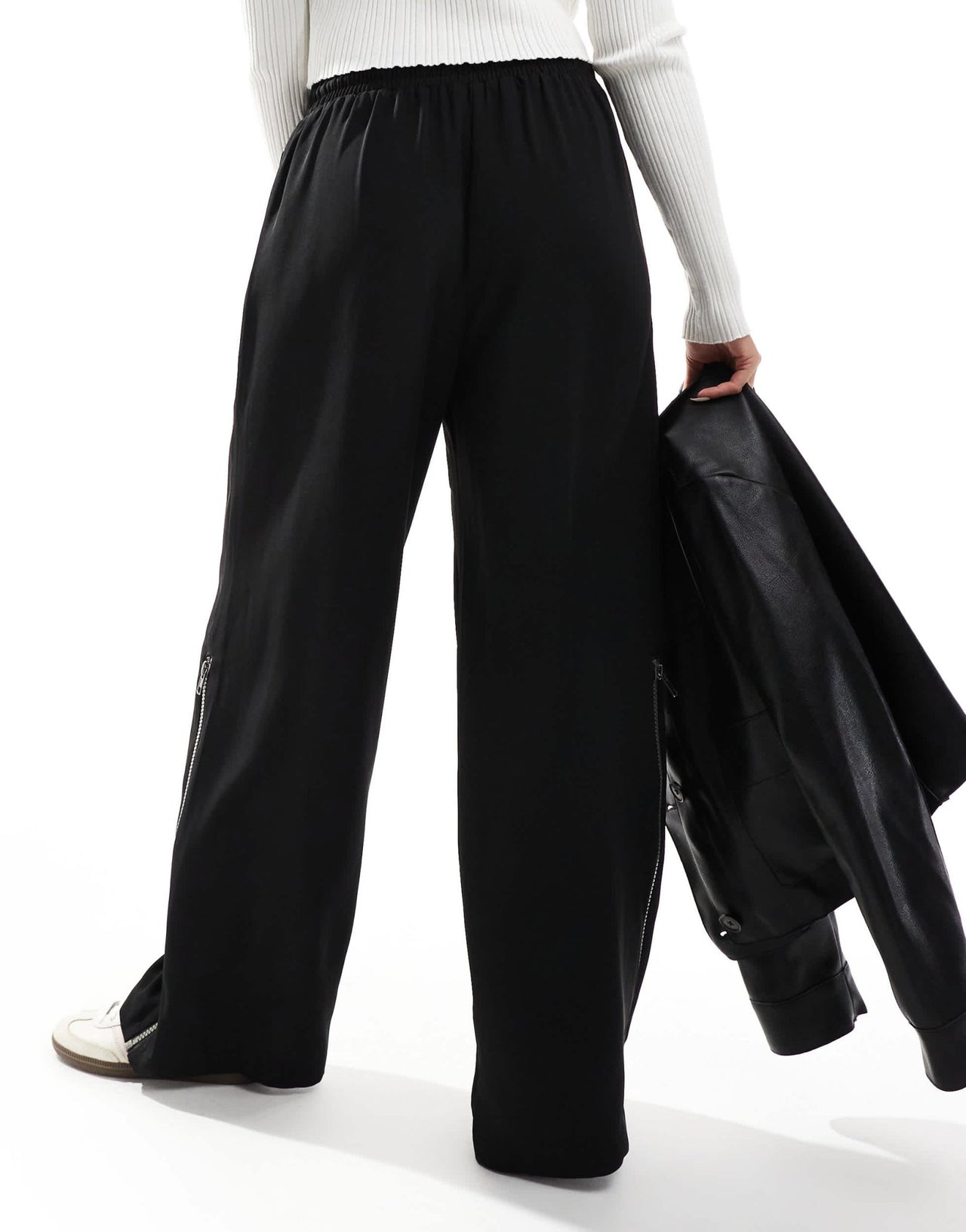 ASOS DESIGN pull on trousers with side zip detail in black - ASOS Sample Sale