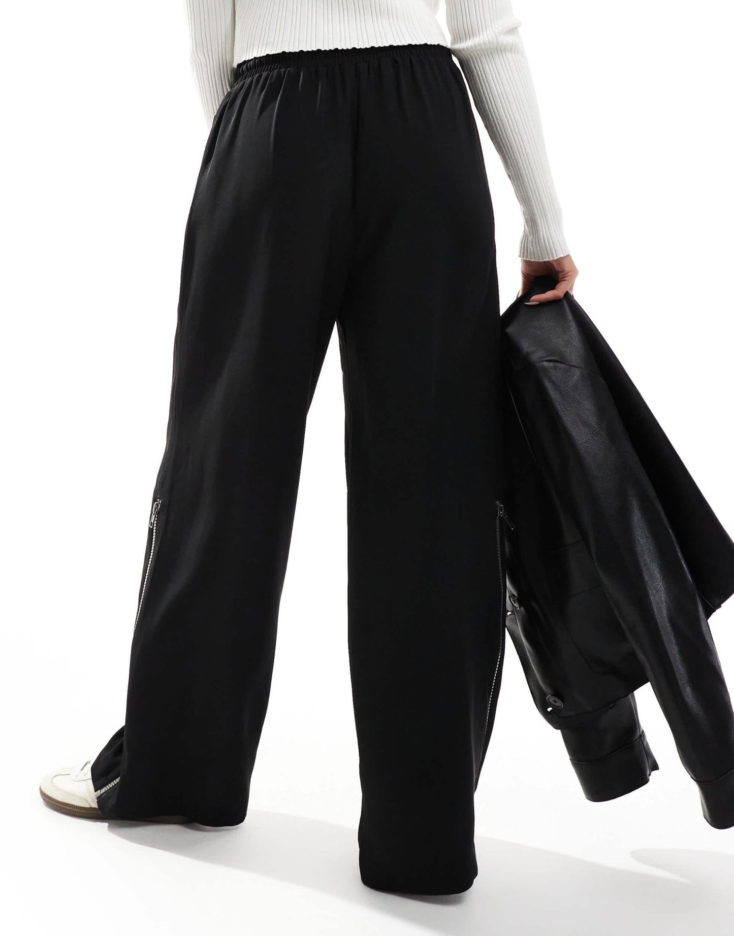 ASOS DESIGN pull on trousers with side zip detail in black - ASOS Sample Sale