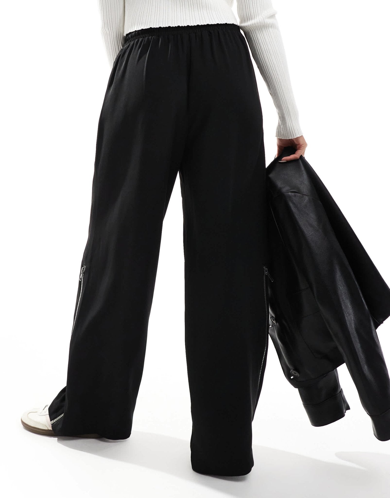 ASOS DESIGN pull on trousers with side zip detail in black - ASOS Sample Sale