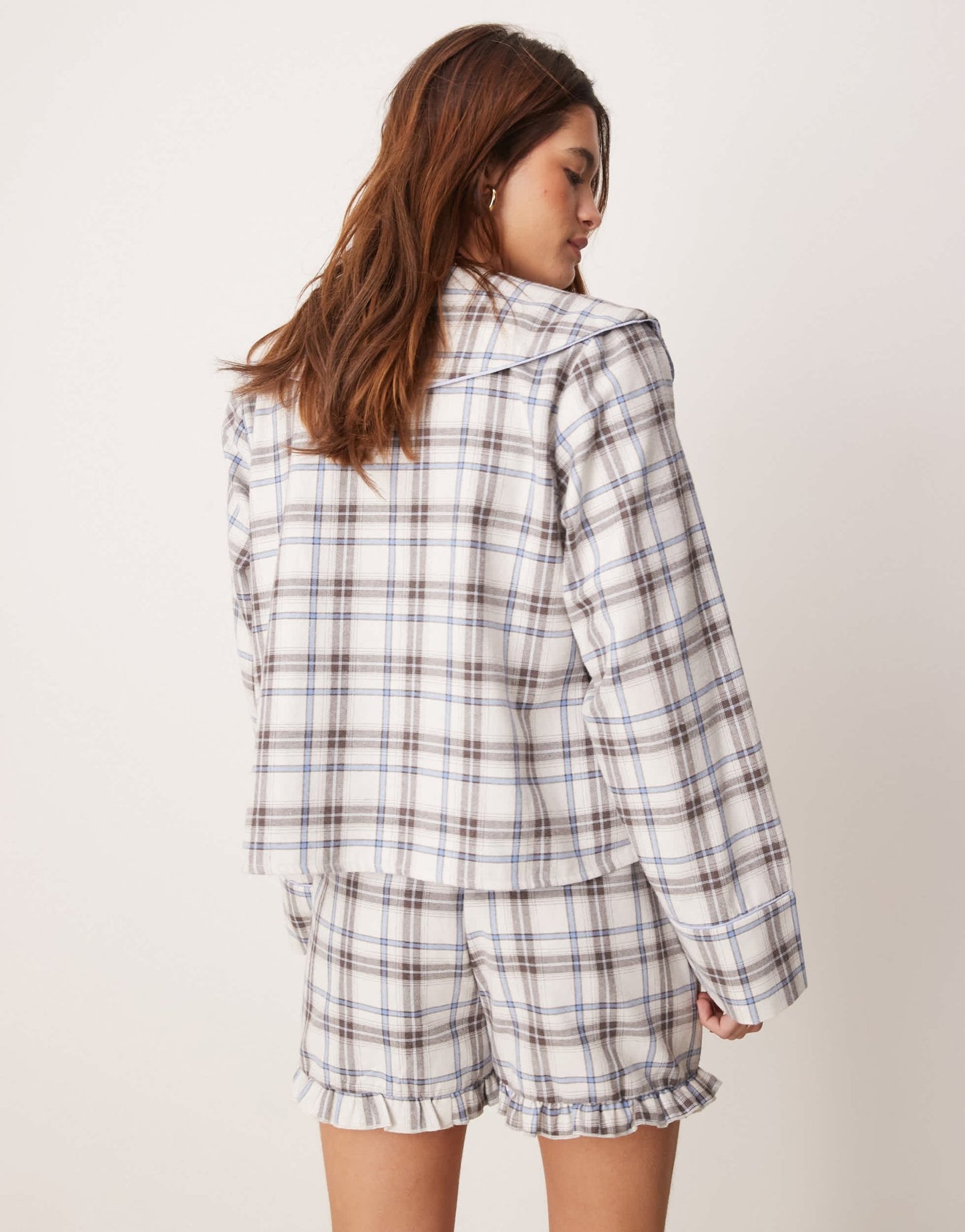 ASOS DESIGN pyjama shorts in blue brushed check co ord - ASOS Sample Sale