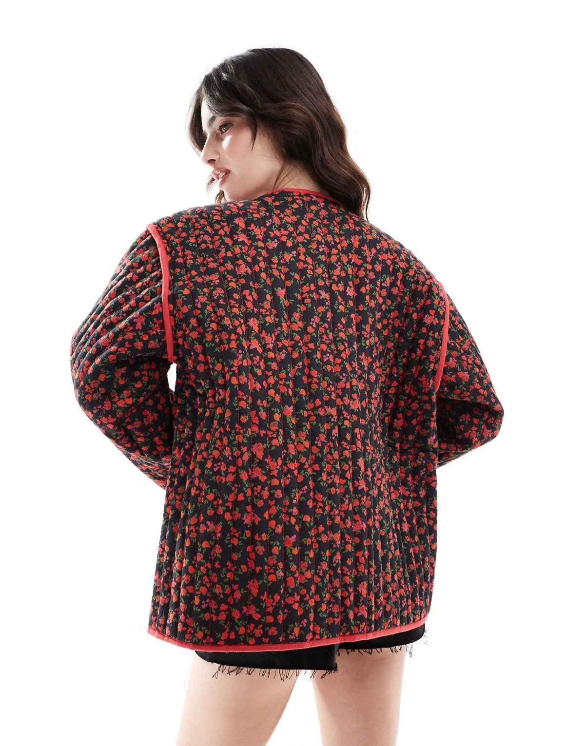 ASOS DESIGN quilted floral jacket in red - ASOS Sample Sale