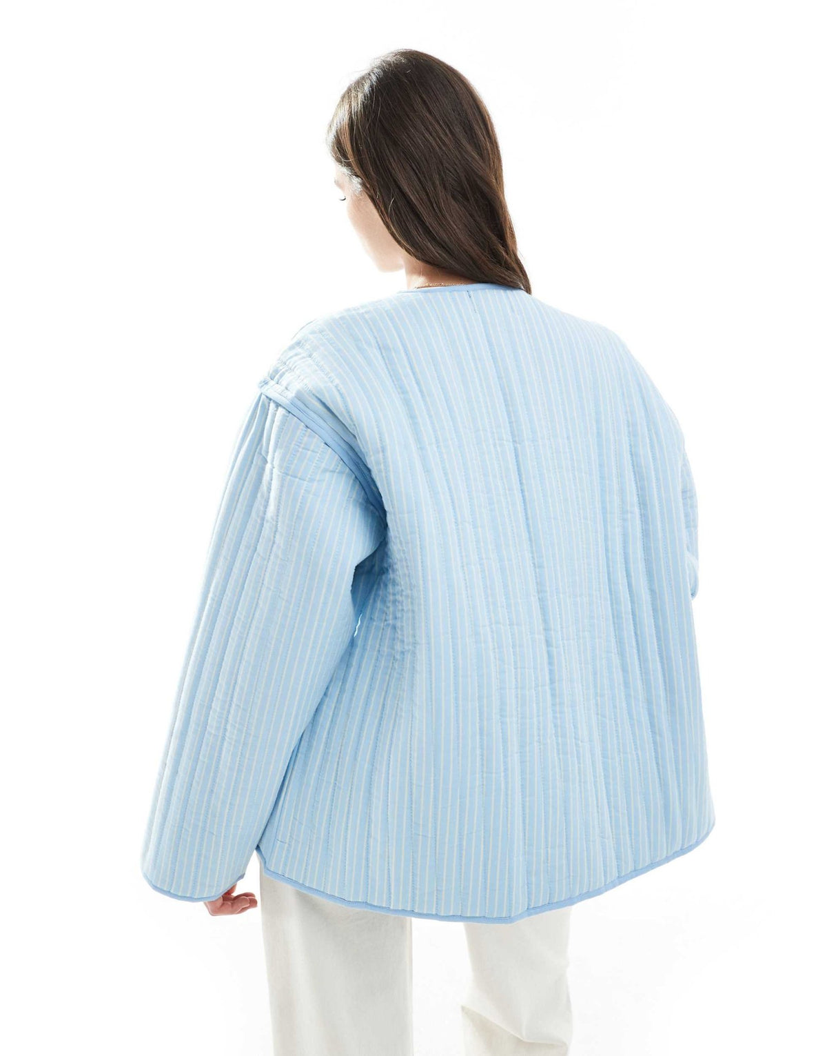 ASOS DESIGN quilted stripe jacket in blue - ASOS Sample Sale