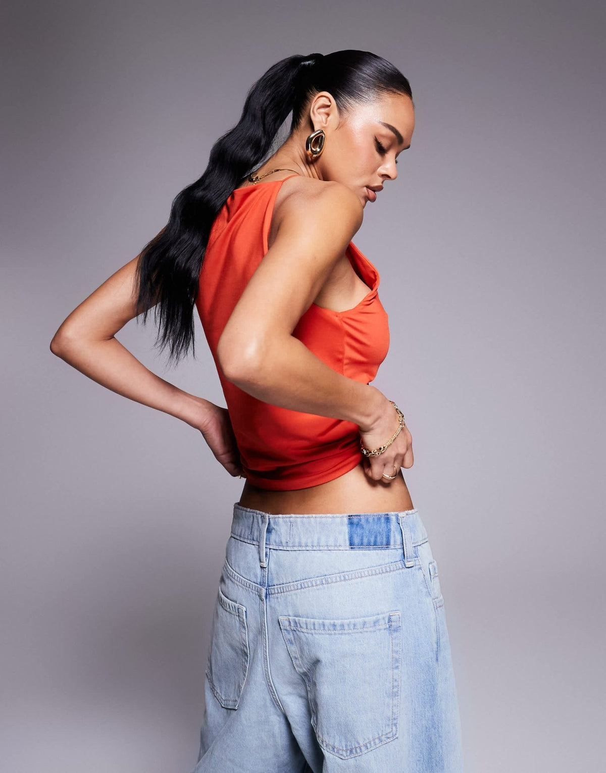 ASOS DESIGN racer cami top in slinky in red - ASOS Sample Sale