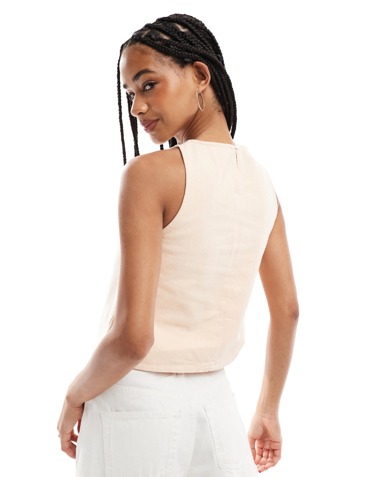 ASOS DESIGN racer style denim top in peach - ASOS Sample Sale