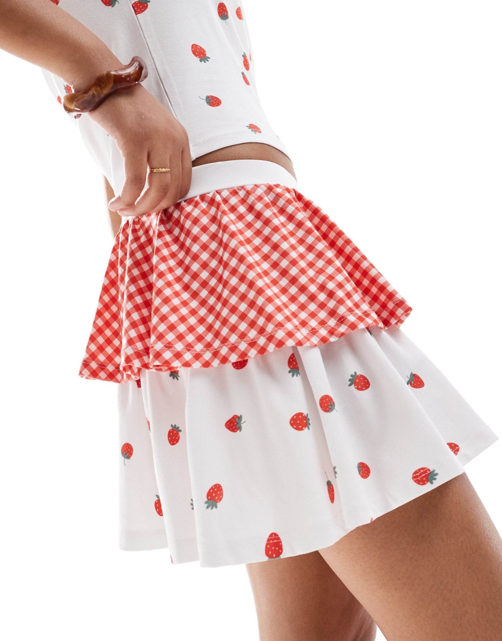 ASOS DESIGN rara mini skirt in strawberry print - ASOS Sample Sale