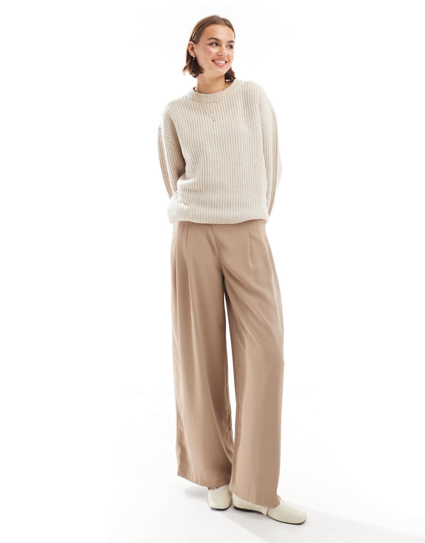 ASOS DESIGN raw edge trim wide leg trouser in camel - ASOS Sample Sale