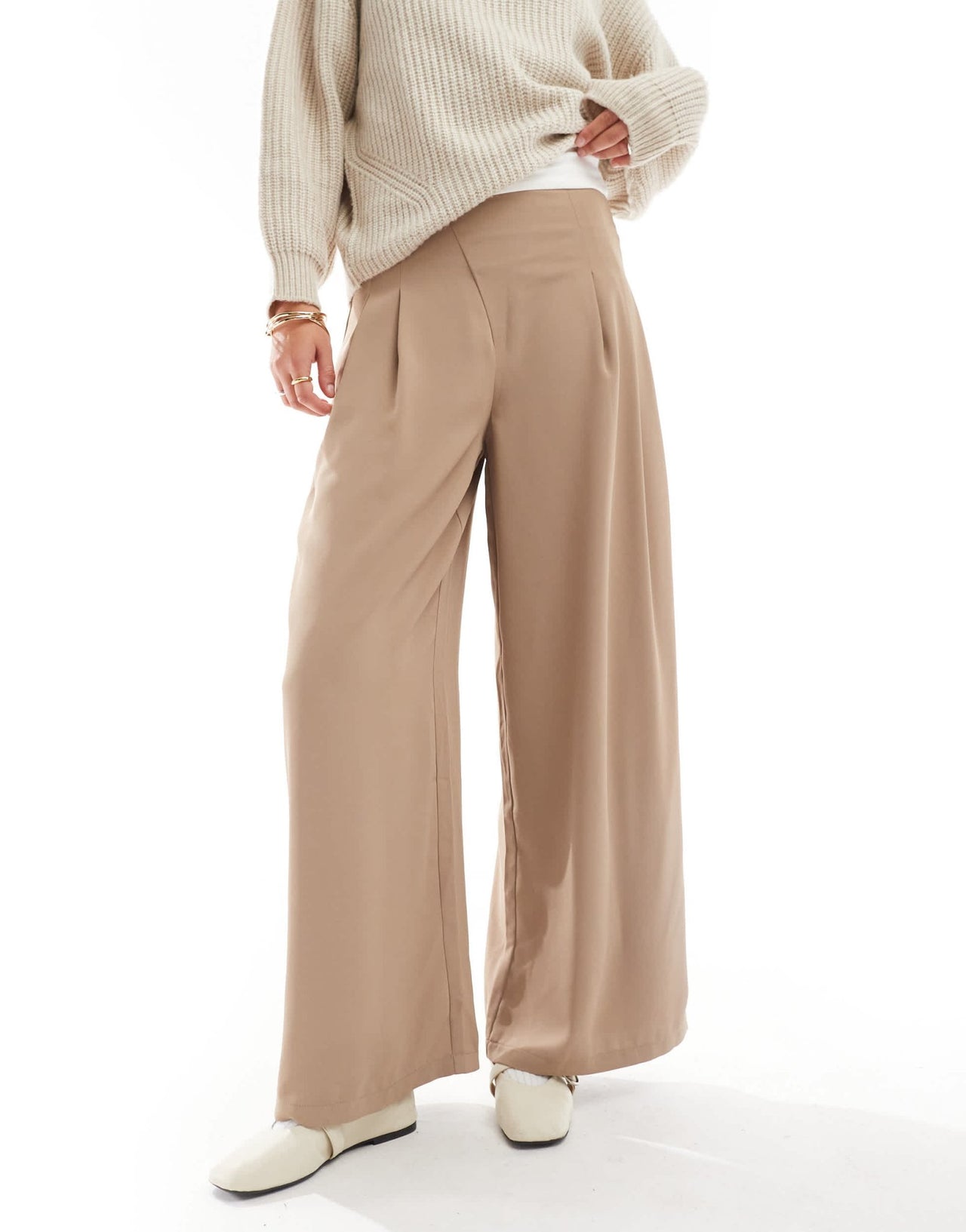 ASOS DESIGN raw edge trim wide leg trouser in camel - ASOS Sample Sale
