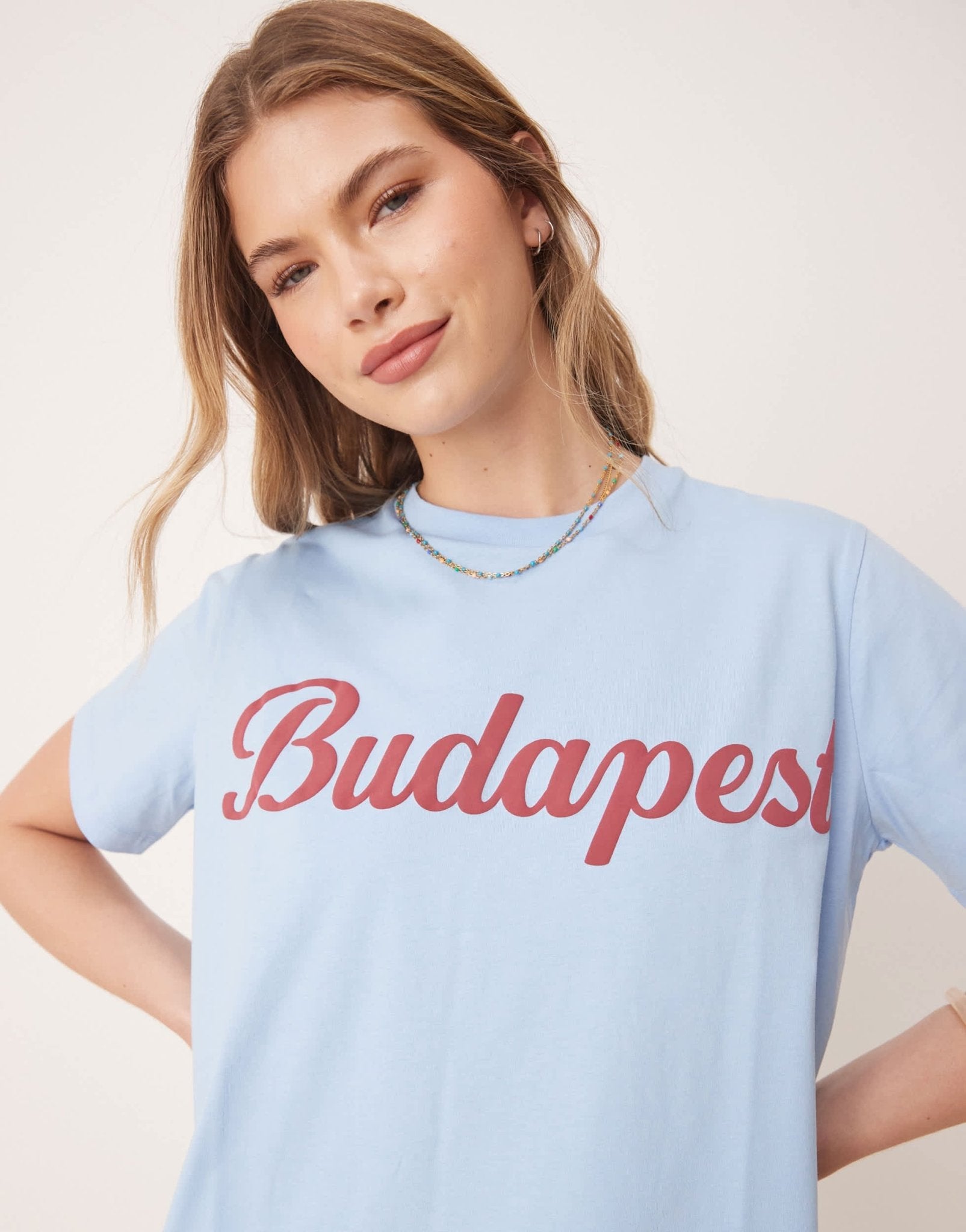 ASOS DESIGN regular fit t-shirt with budapest graphic in blue - ASOS Sample Sale
