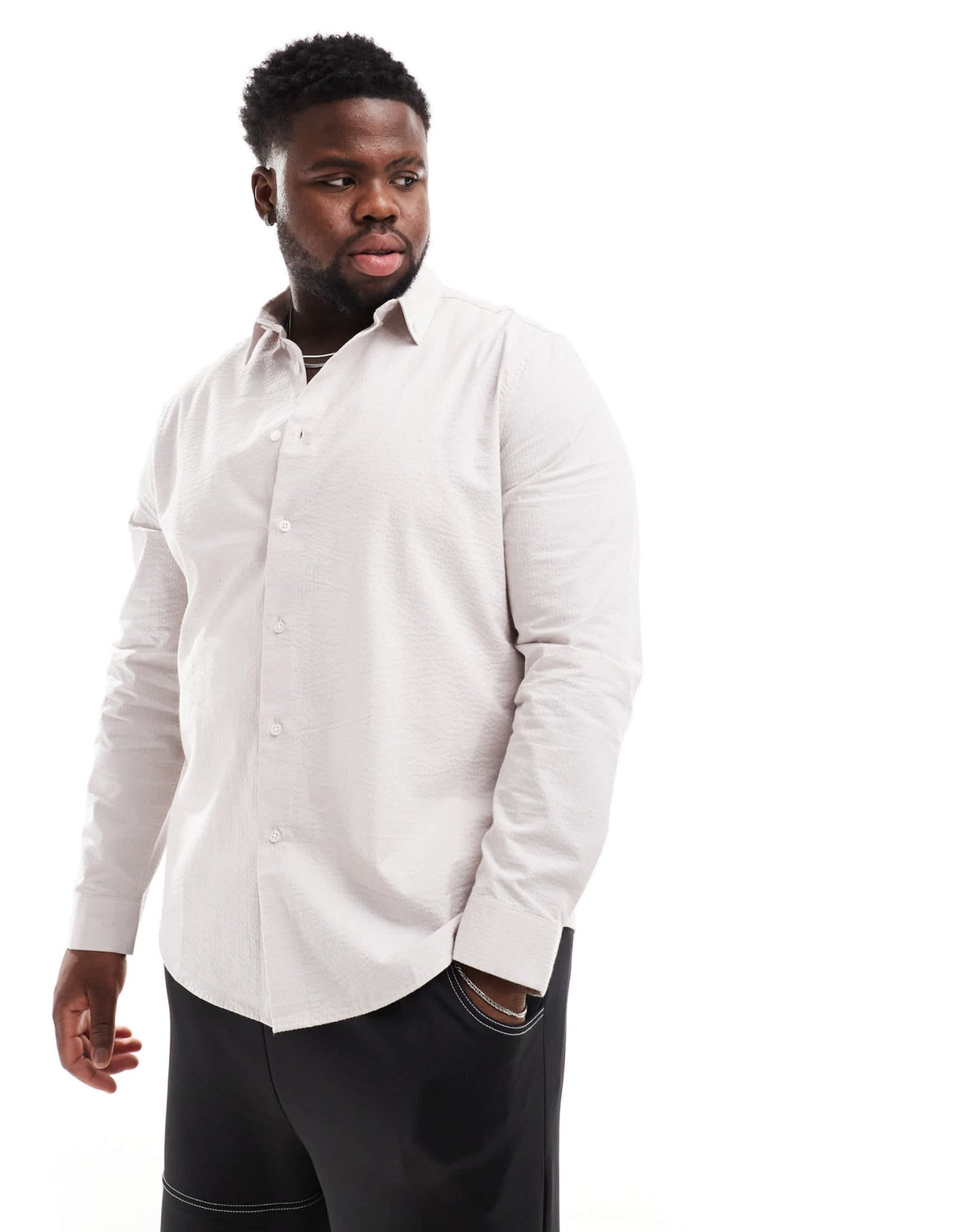ASOS DESIGN regular seersucker shirt in light pink - ASOS Sample Sale
