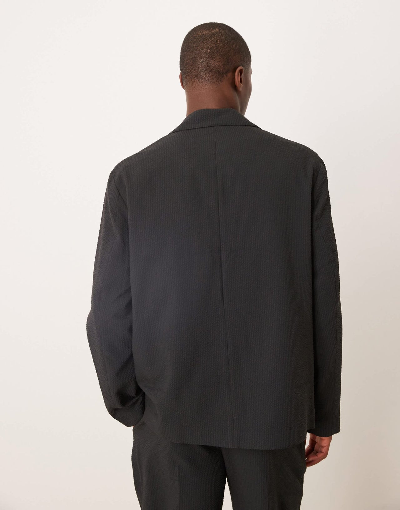 ASOS DESIGN regular suit jacket in black seersucker fabric - ASOS Sample Sale