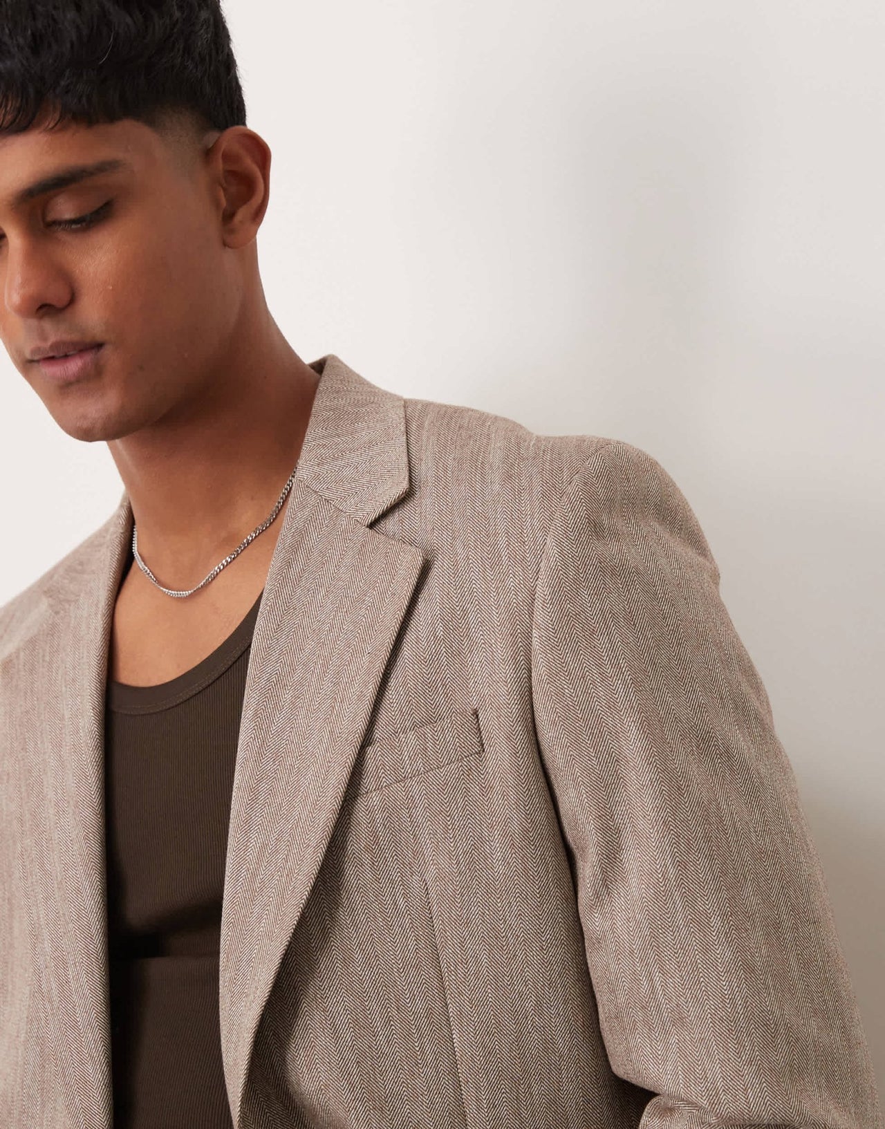 ASOS DESIGN regular suit jacket in light brown herringbone - ASOS Sample Sale