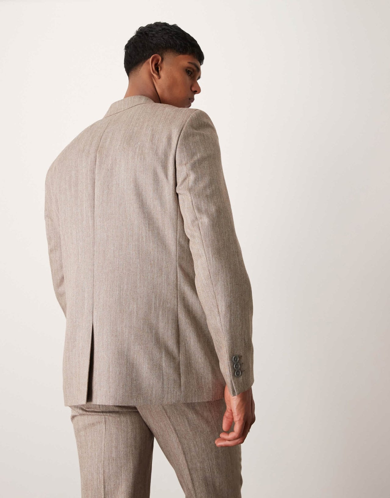 ASOS DESIGN regular suit jacket in light brown herringbone - ASOS Sample Sale