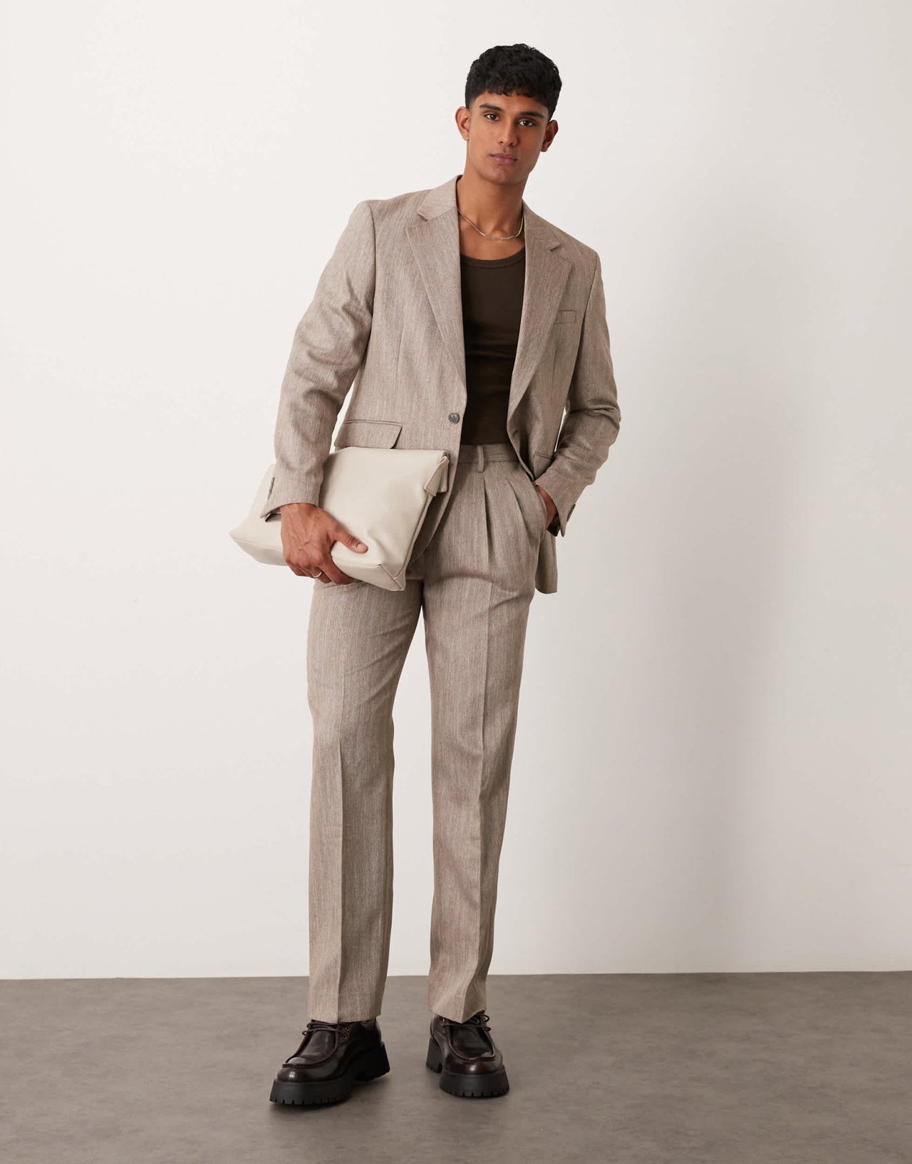 ASOS DESIGN regular suit jacket in light brown herringbone - ASOS Sample Sale