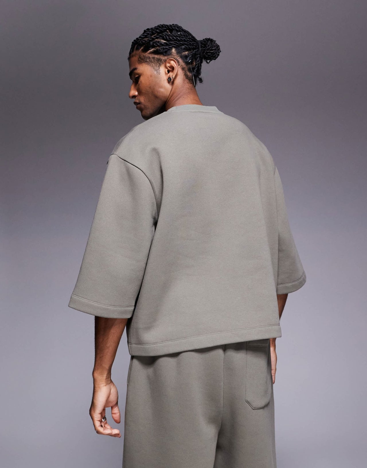 ASOS DESIGN relaxed 3/4 sleeve sweatshirt in khaki - ASOS Sample Sale
