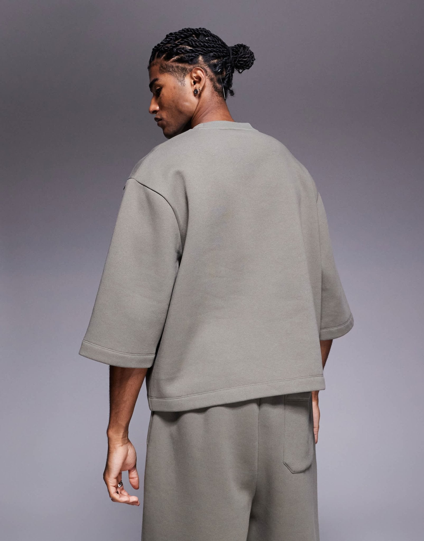 ASOS DESIGN relaxed 3/4 sleeve sweatshirt in khaki - ASOS Sample Sale