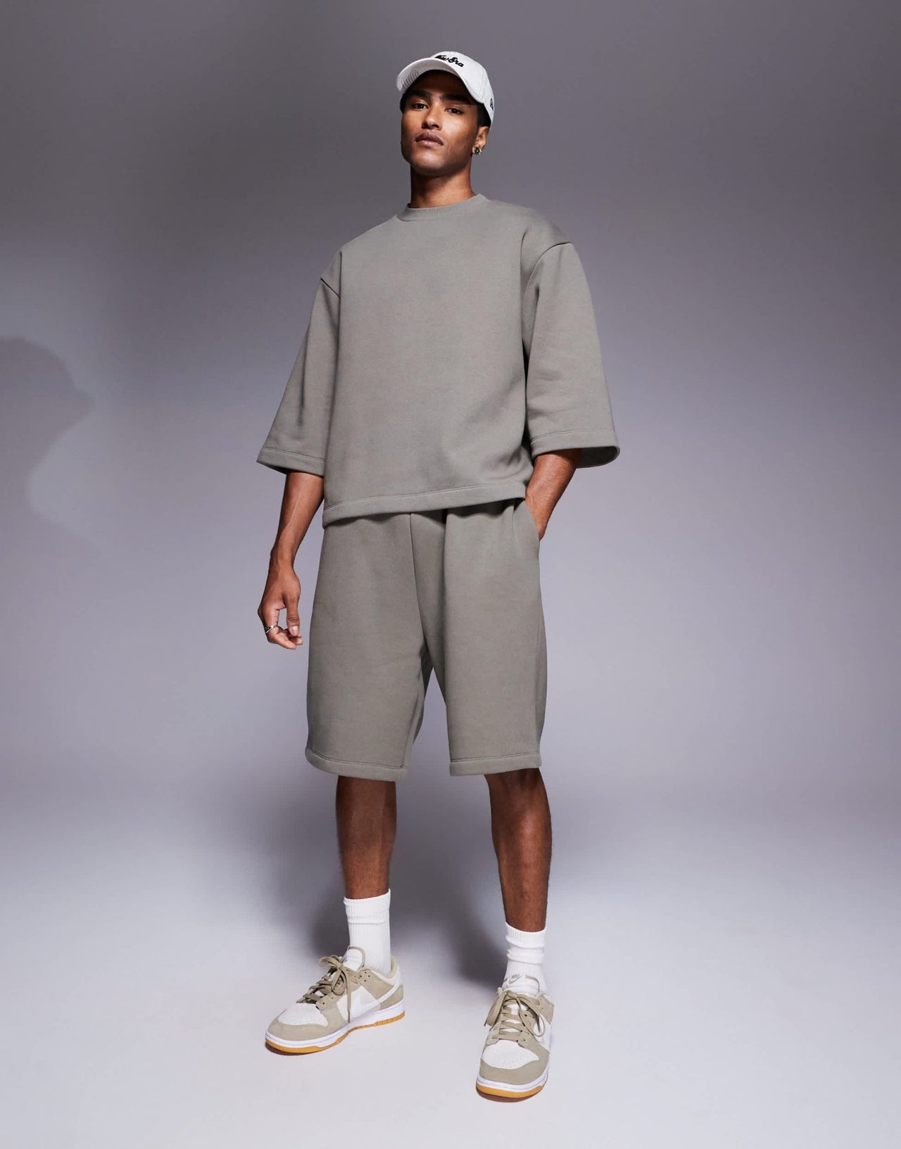 ASOS DESIGN relaxed 3/4 sleeve sweatshirt in khaki - ASOS Sample Sale